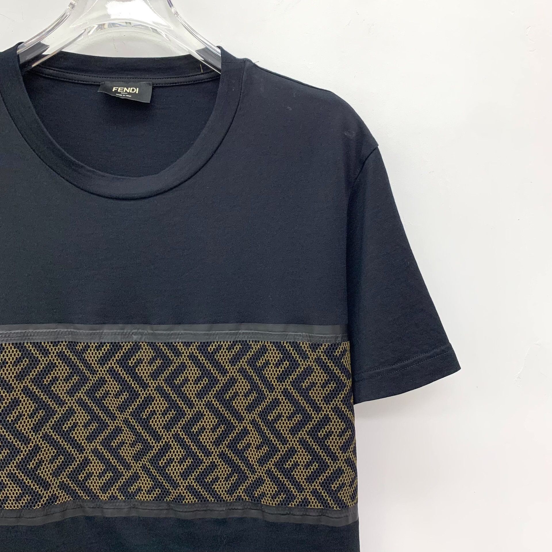 Fendi Fendi Logo Pattern Panel T-Shirt Black L Size US L / EU 52-54 / 3 - 4 Thumbnail