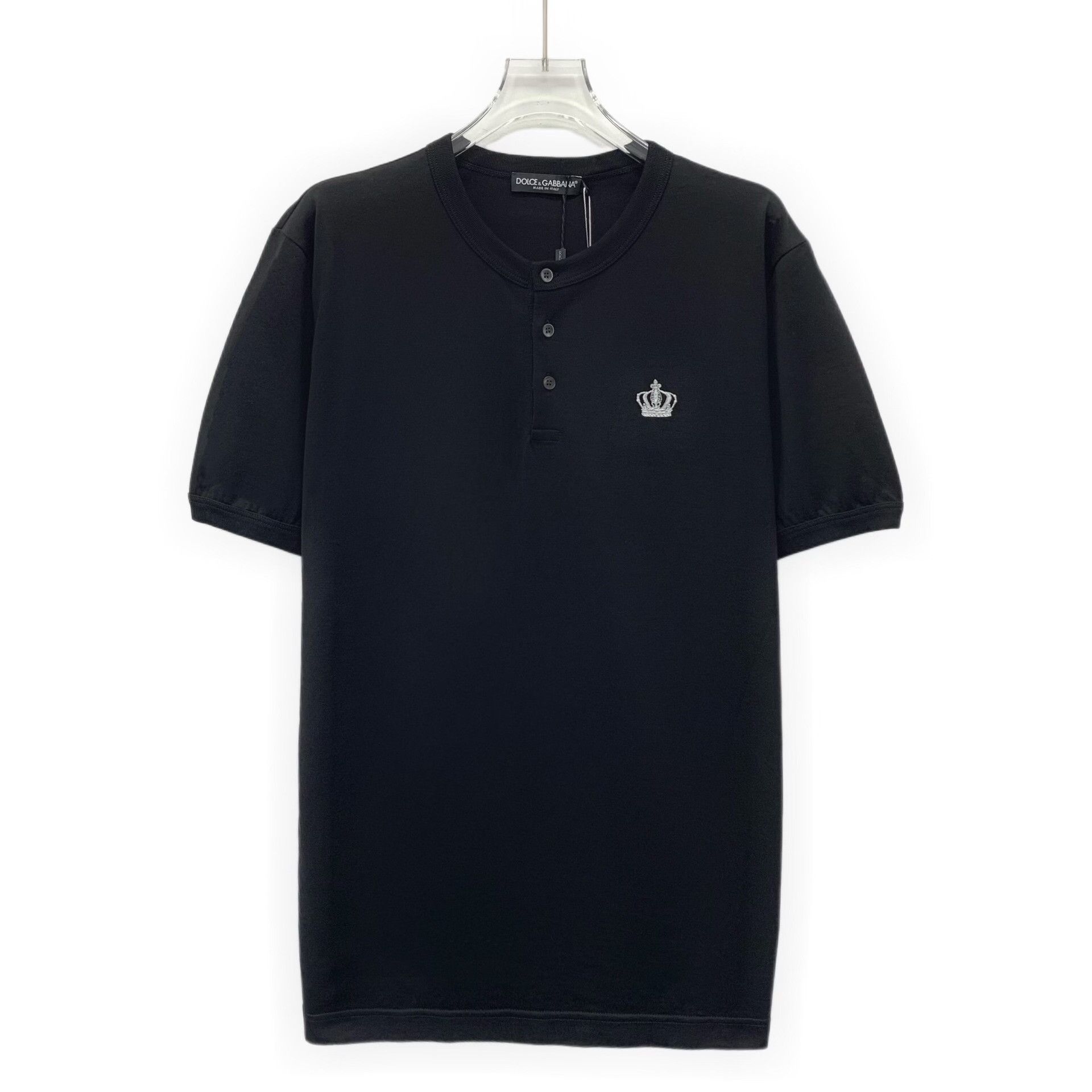 Dolce & Gabbana Dolce & Gabbana Crown Embroidery Henley T-Shirt 50 Size US M / EU 48-50 / 2 - 2 Thumbnail