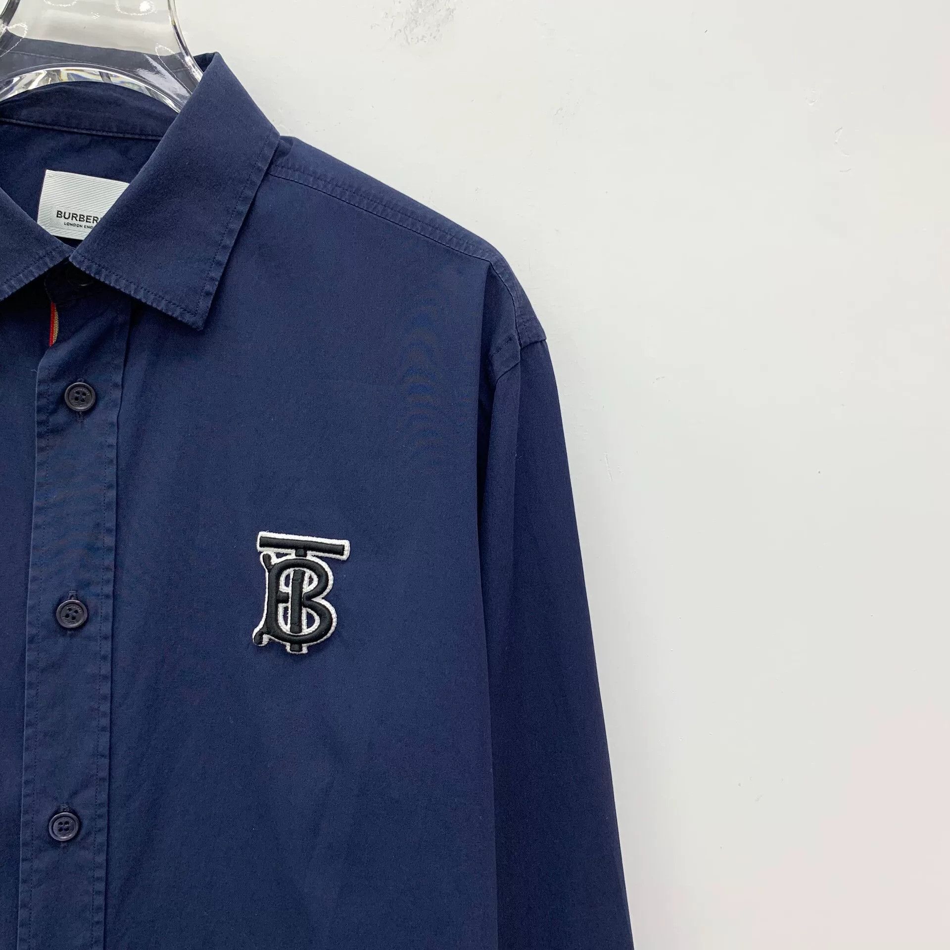 Burberry Burberry TB Monogram Navy Poplin Shirt S Size US S / EU 44-46 / 1 - 4 Thumbnail