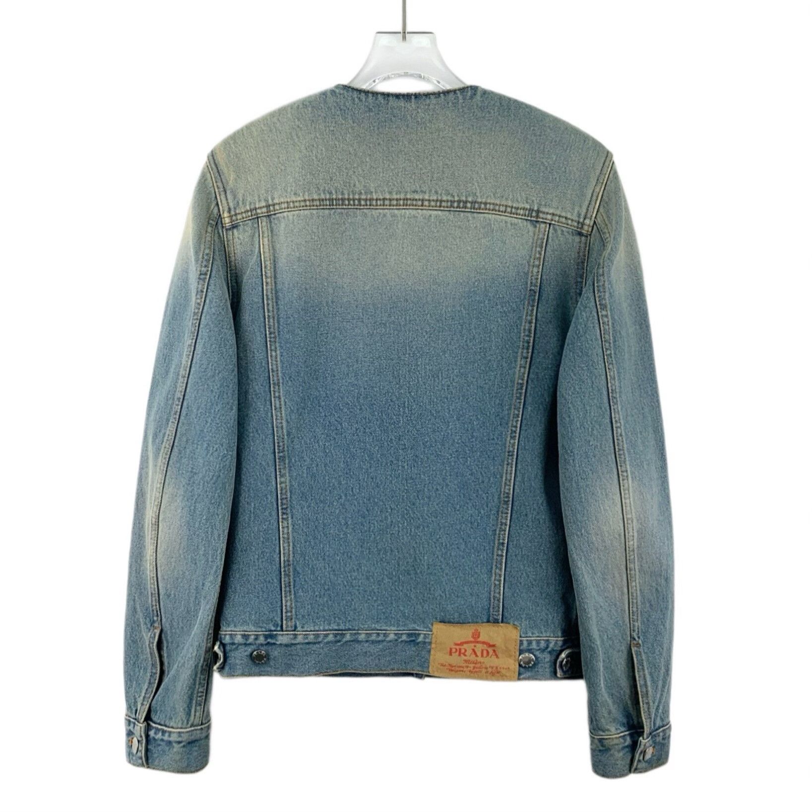 Prada Prada Washed Cotton Denim Triangle Logo Jacket S Size US S / EU 44-46 / 1 - 3 Thumbnail