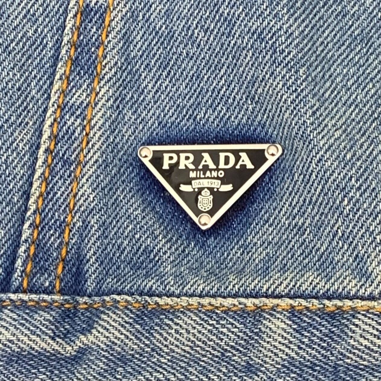 Prada Prada Washed Cotton Denim Triangle Logo Jacket S Size US S / EU 44-46 / 1 - 7 Thumbnail