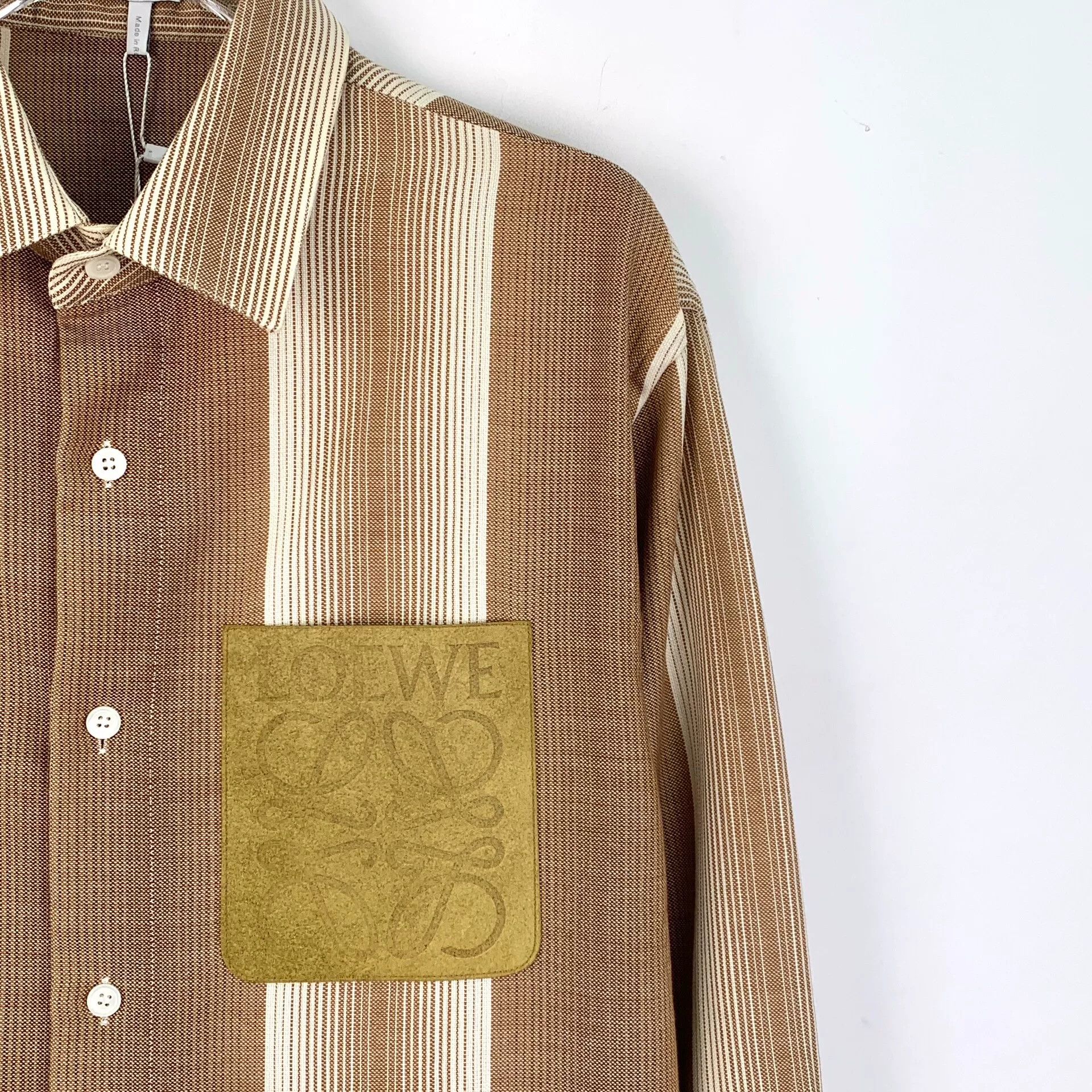 Loewe Loewe Striped Leather Anagram Shirt Size 39 Size US M / EU 48-50 / 2 - 4 Thumbnail