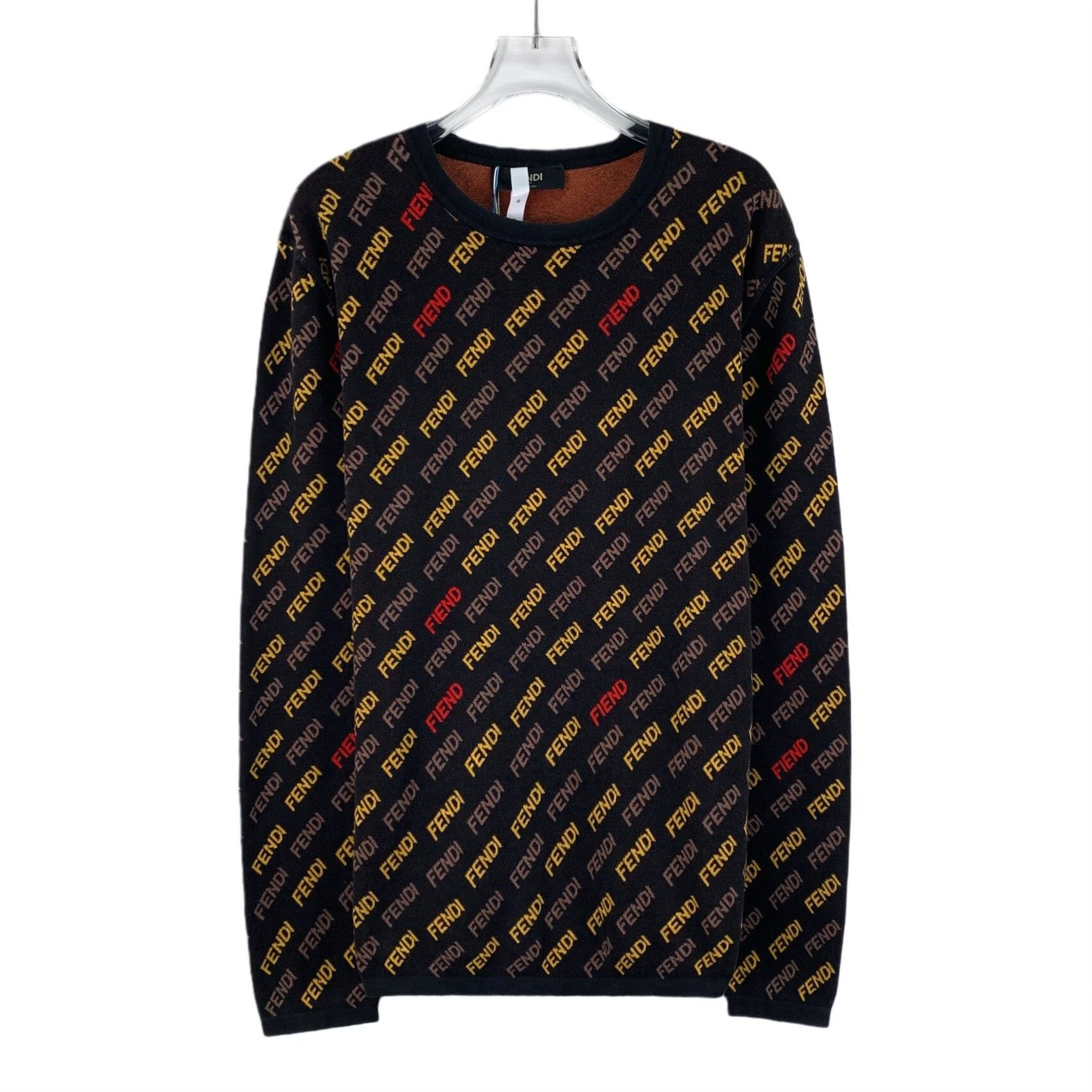 Fendi Fendi Logo Print Cotton Knit Sweater 50 Size US M / EU 48-50 / 2 - 2 Thumbnail