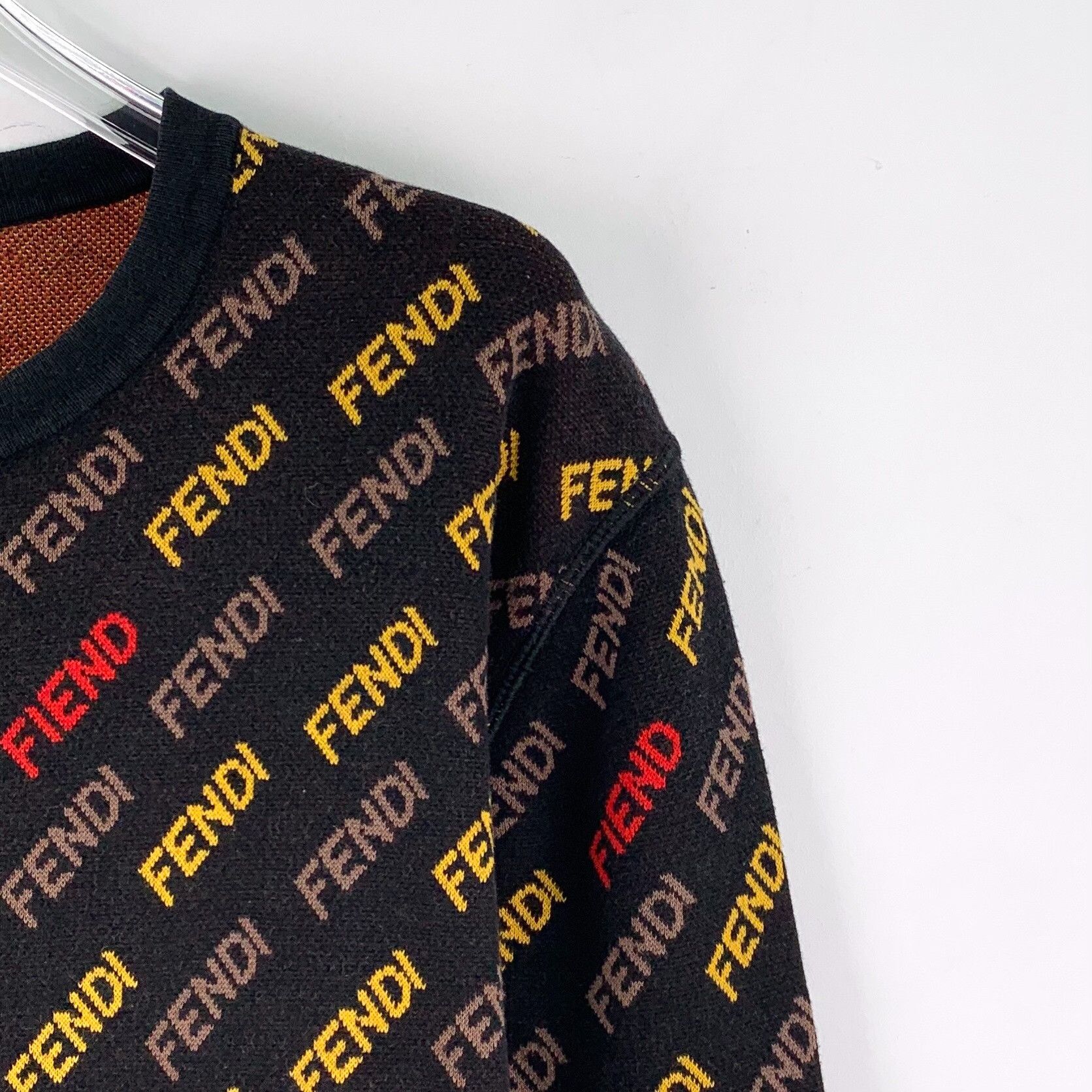 Fendi Fendi Logo Print Cotton Knit Sweater 50 Size US M / EU 48-50 / 2 - 4 Thumbnail