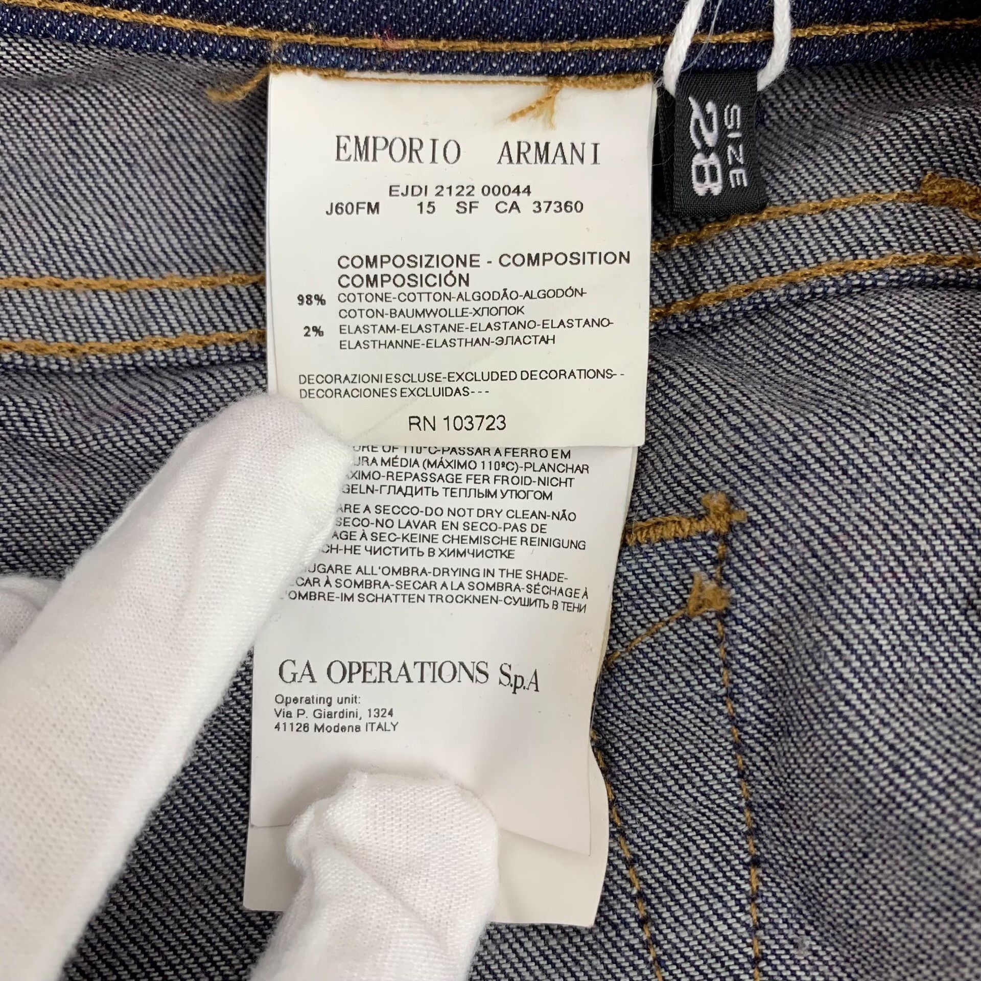 Emporio Armani Emporio Armani Washed Cotton Denim Jeans US 28 Size US 28 / EU 44 - 10 Thumbnail