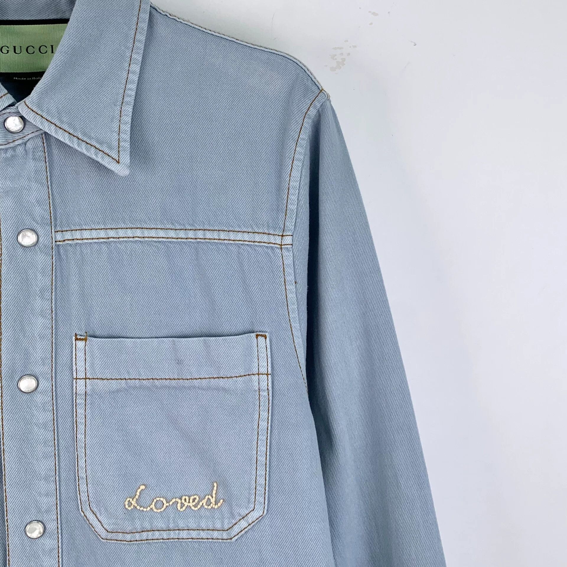 Gucci Gucci Apple Embroidery Denim Shirt 46 Size US S / EU 44-46 / 1 - 4 Thumbnail