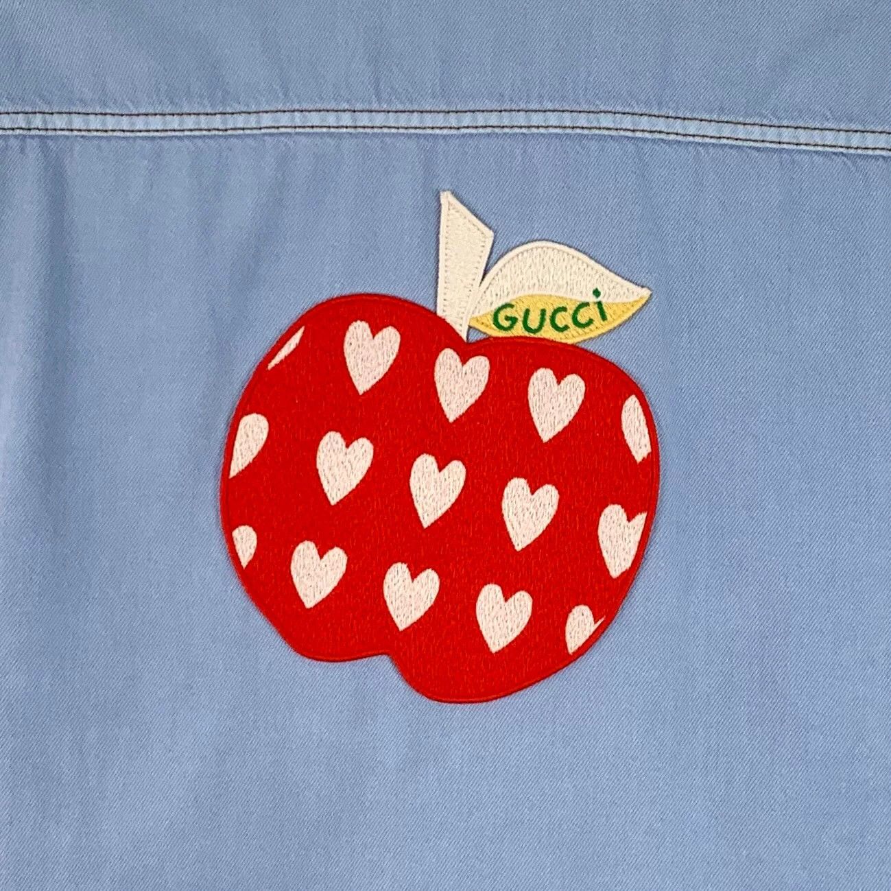 Gucci Gucci Apple Embroidery Denim Shirt 46 Size US S / EU 44-46 / 1 - 6 Thumbnail
