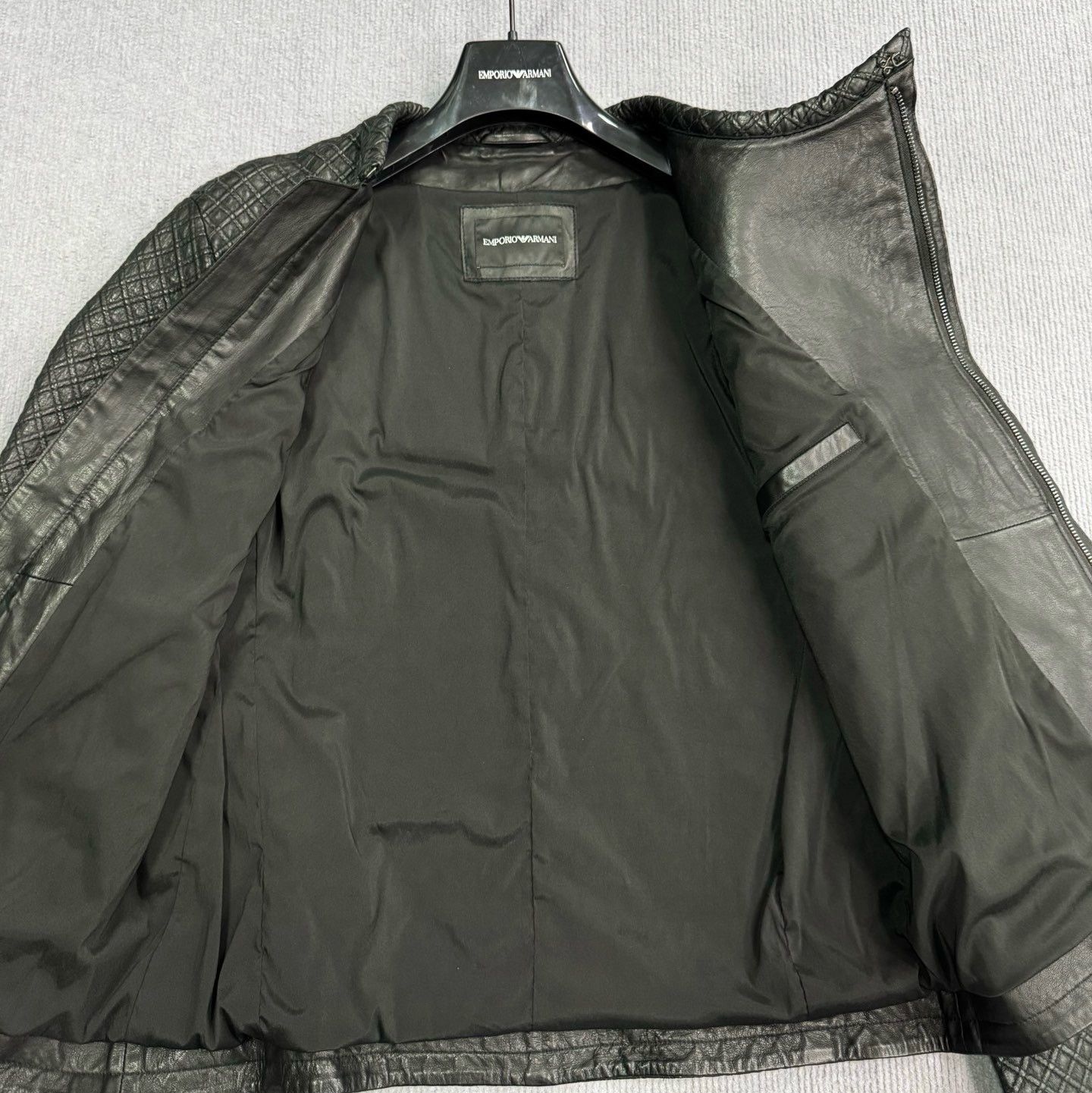 Emporio Armani Emporio Armani Textured Leather Zip Jacket Size M Size US M / EU 48-50 / 2 - 6 Thumbnail