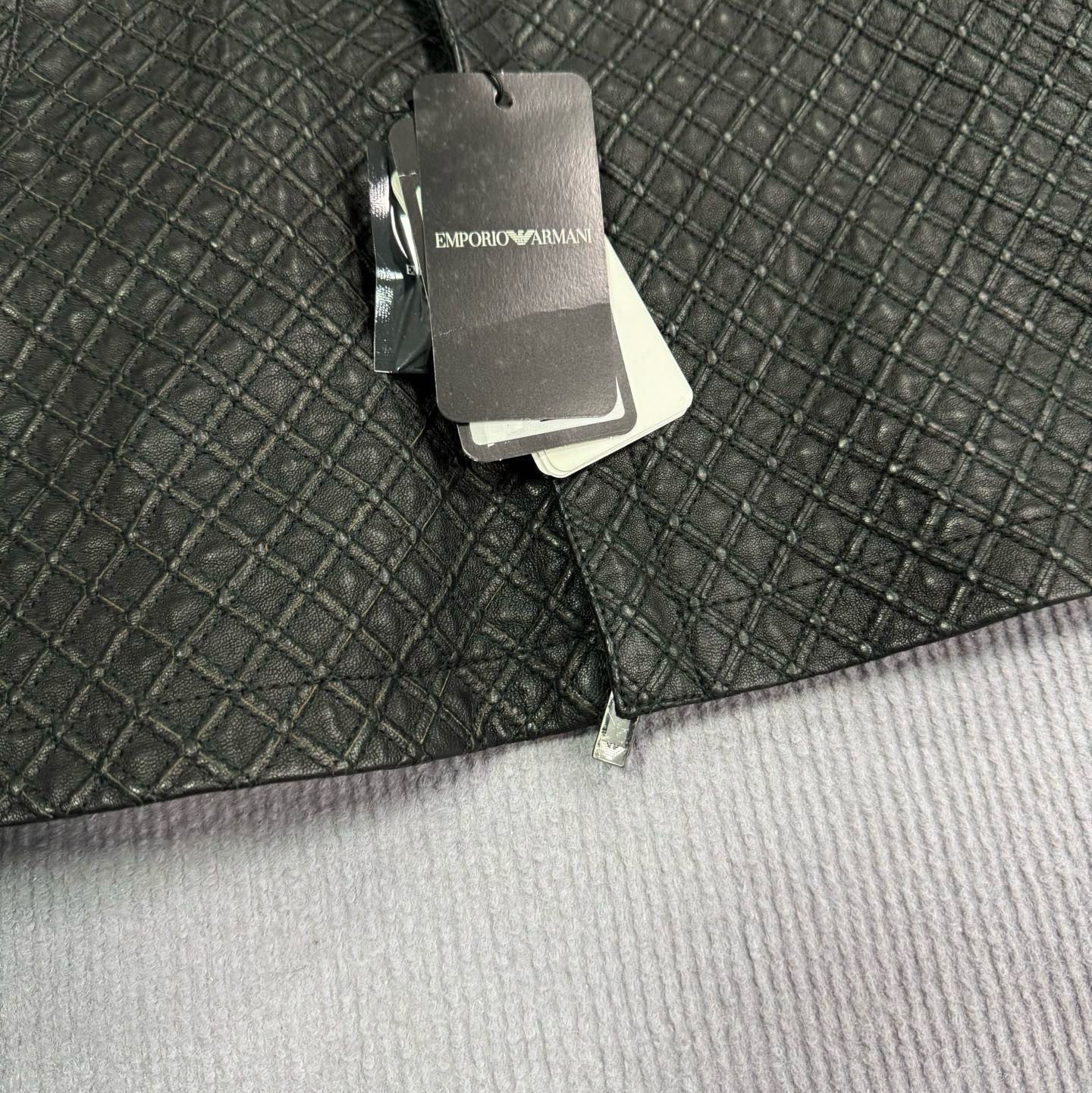 Emporio Armani Emporio Armani Textured Leather Zip Jacket Size M Size US M / EU 48-50 / 2 - 4 Thumbnail