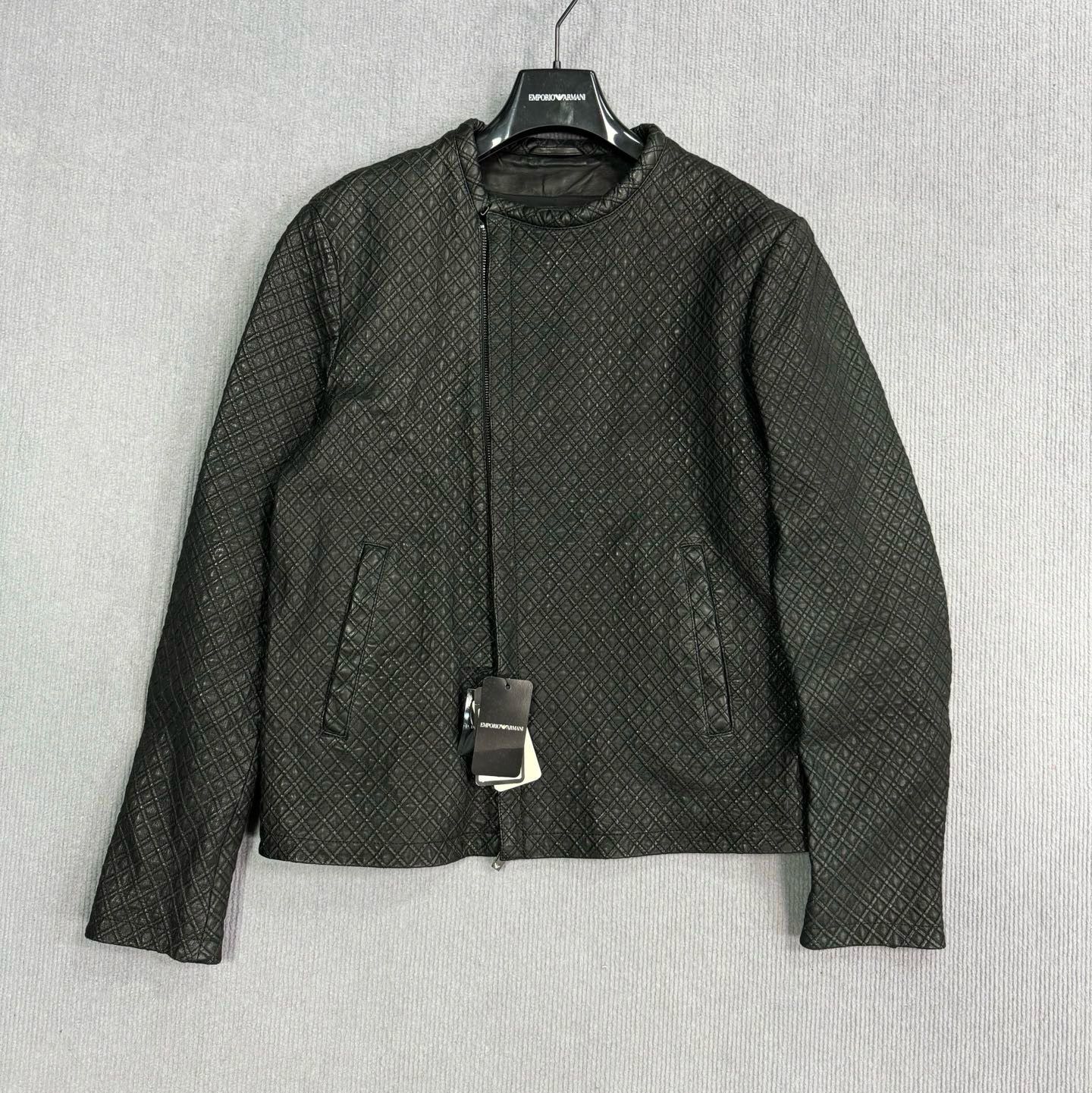 Emporio Armani Emporio Armani Textured Leather Zip Jacket Size M Size US M / EU 48-50 / 2 - 2 Thumbnail