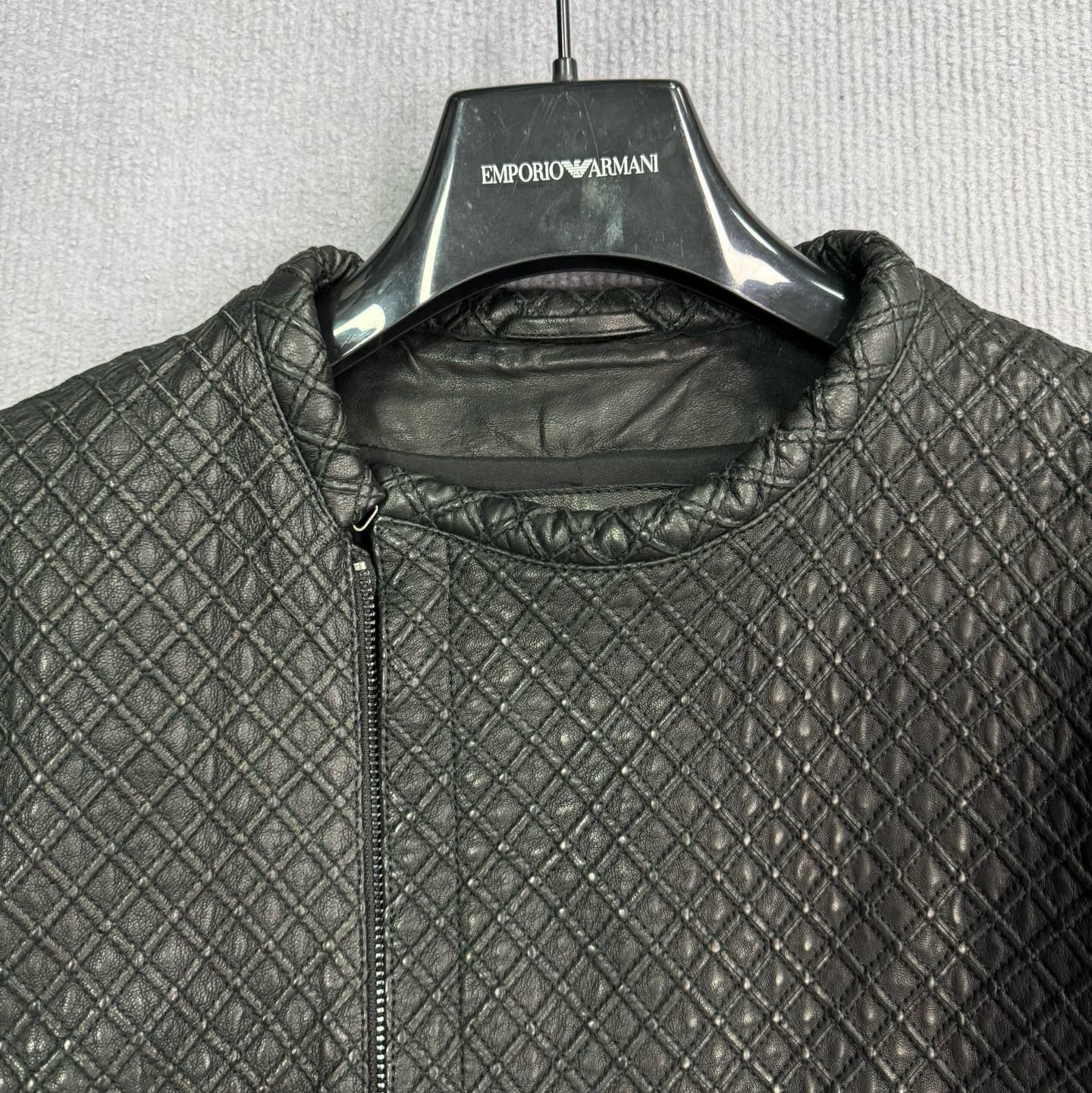 Emporio Armani Emporio Armani Textured Leather Zip Jacket Size M Size US M / EU 48-50 / 2 - 3 Thumbnail
