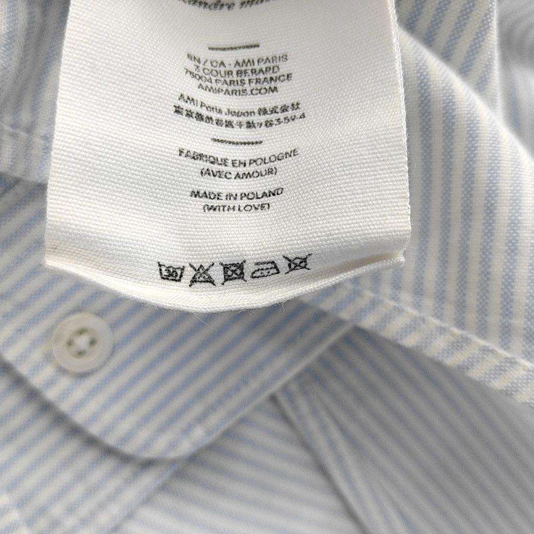 AMI AMI Striped Heart Logo Button Up Shirt 42 Size US XS / EU 42 / 0 - 5 Thumbnail