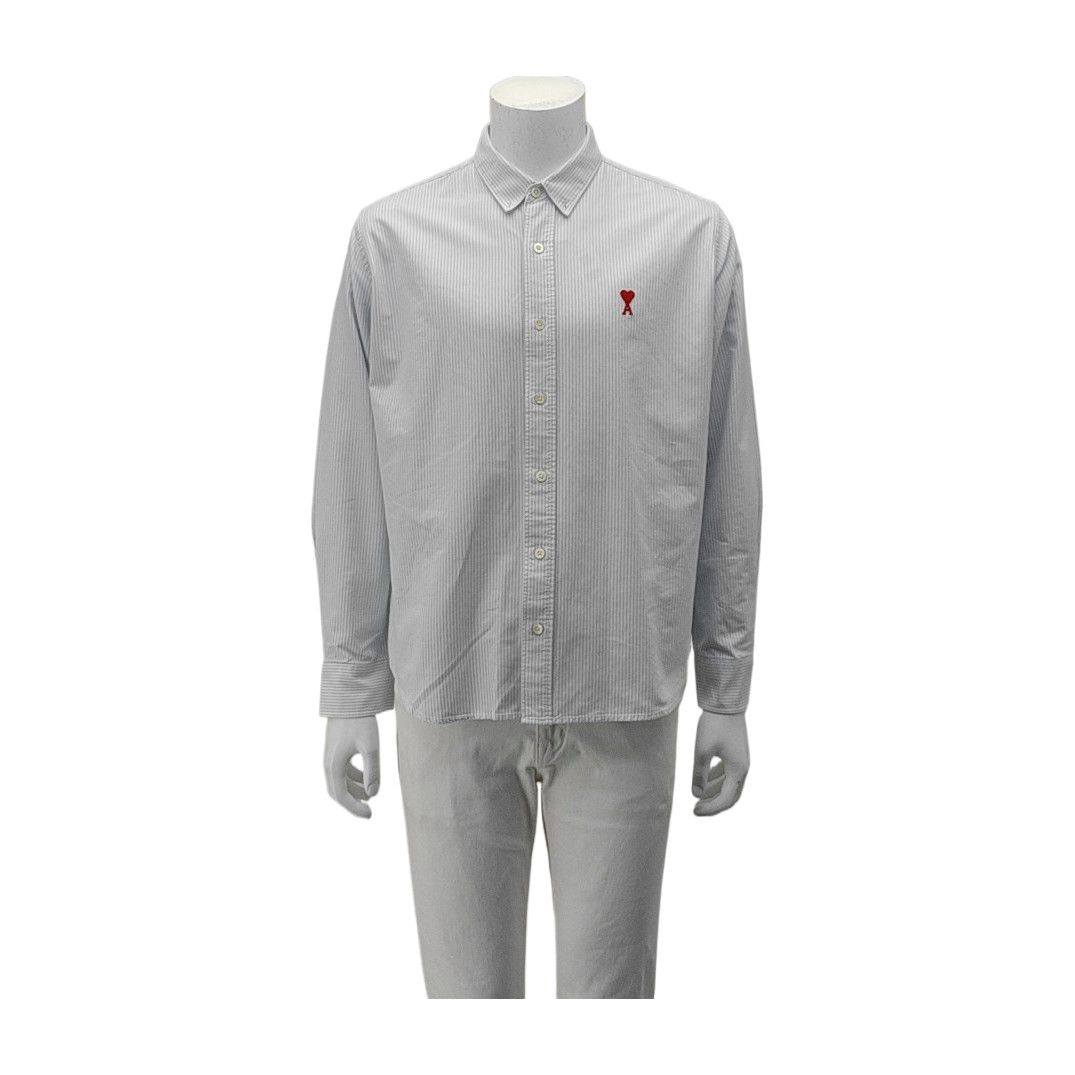AMI AMI Striped Heart Logo Button Up Shirt 42 Size US XS / EU 42 / 0 - 2 Thumbnail