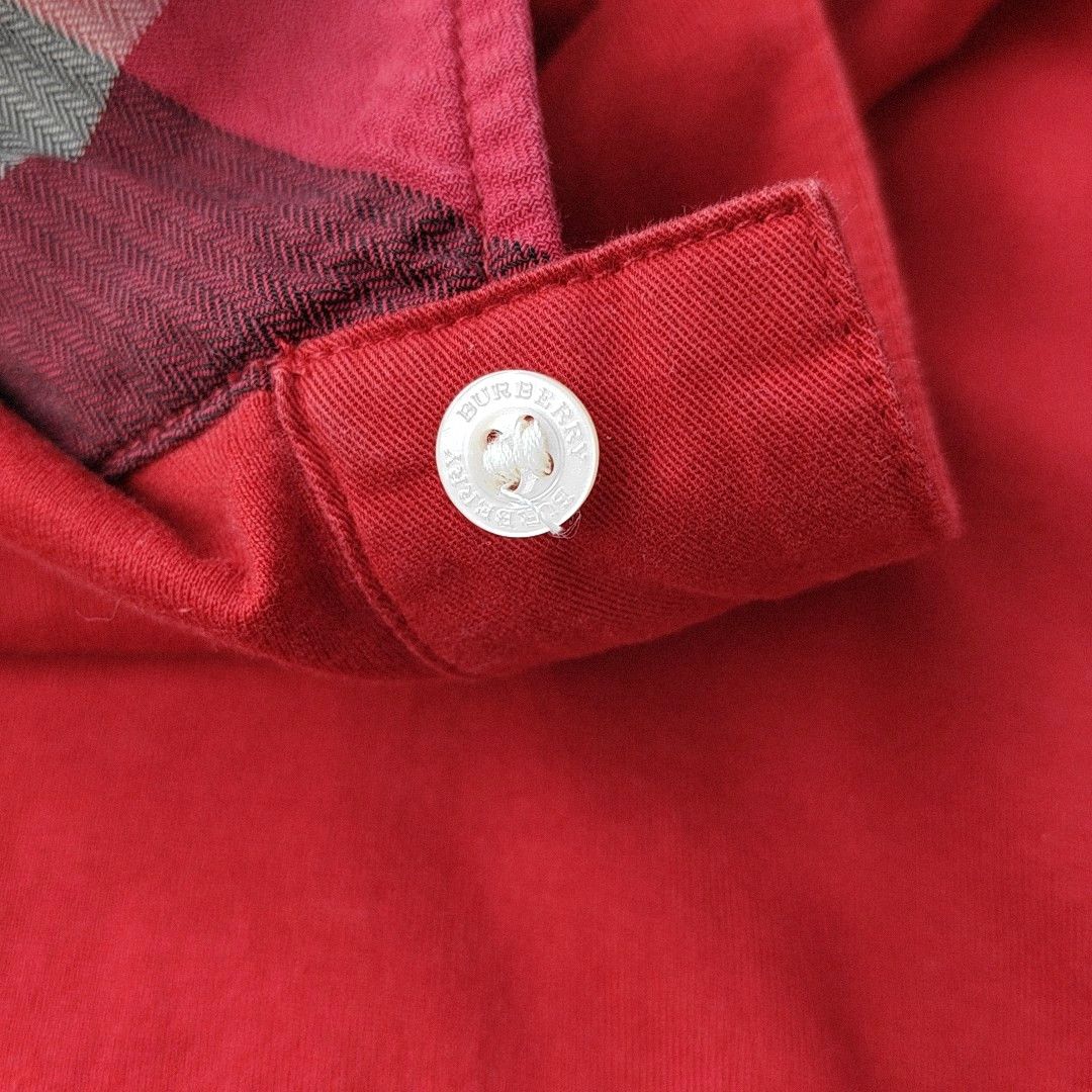 Burberry Burberry Brit Red Cotton Long Sleeve Polo Size L Size US L / EU 52-54 / 3 - 7 Thumbnail
