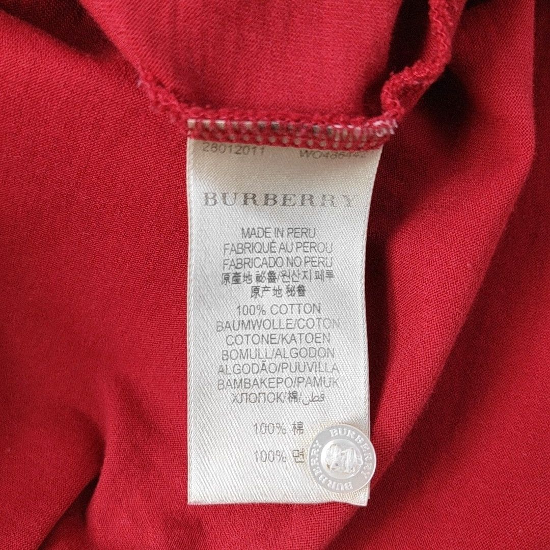 Burberry Burberry Brit Red Cotton Long Sleeve Polo Size L Size US L / EU 52-54 / 3 - 4 Thumbnail