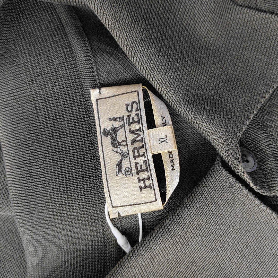 Hermes Hermès Olive Cotton Piqué Polo Shirt XL Size US XL / EU 56 / 4 - 6 Thumbnail