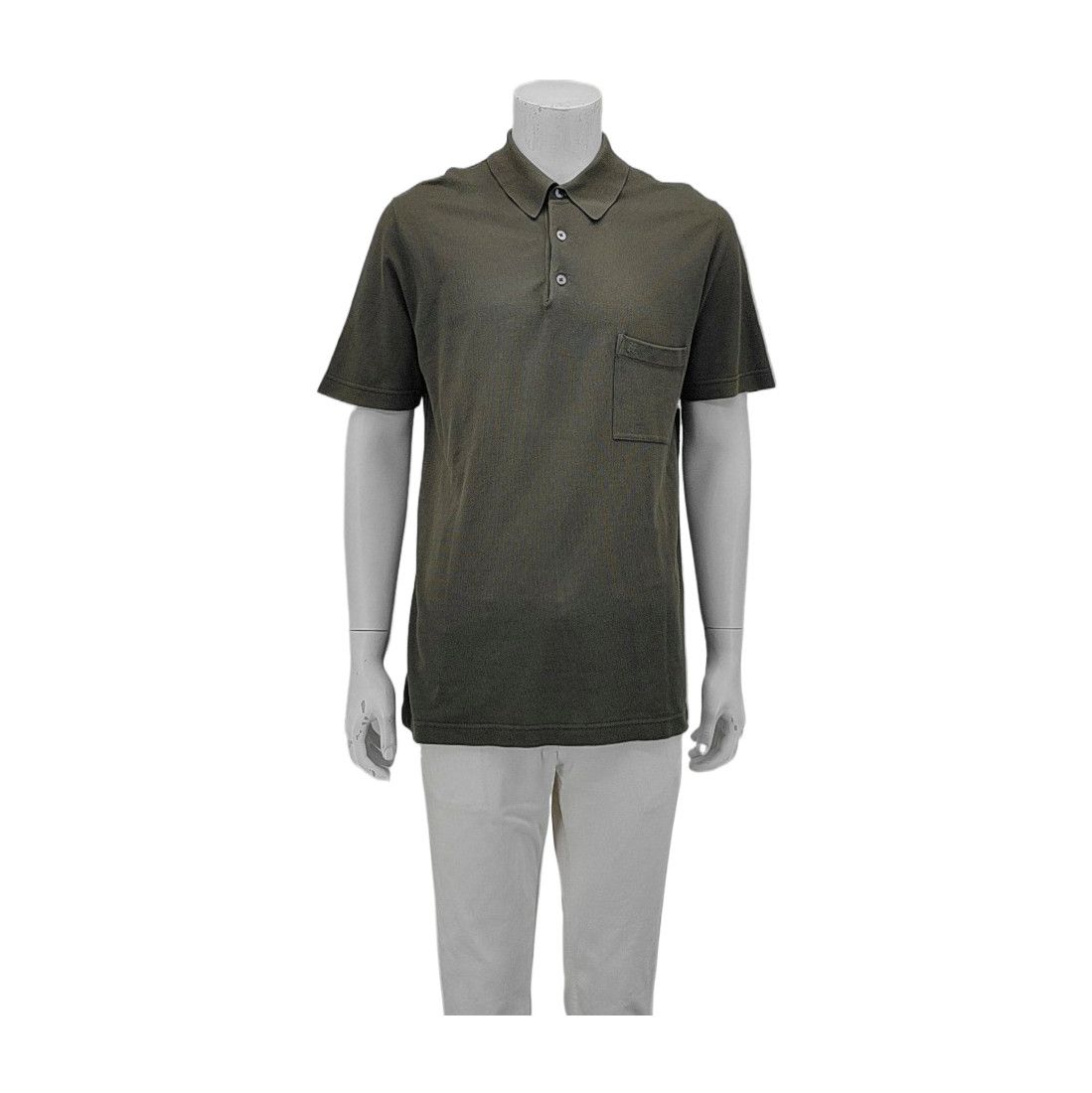 Hermes Hermès Olive Cotton Piqué Polo Shirt XL Size US XL / EU 56 / 4 - 2 Thumbnail