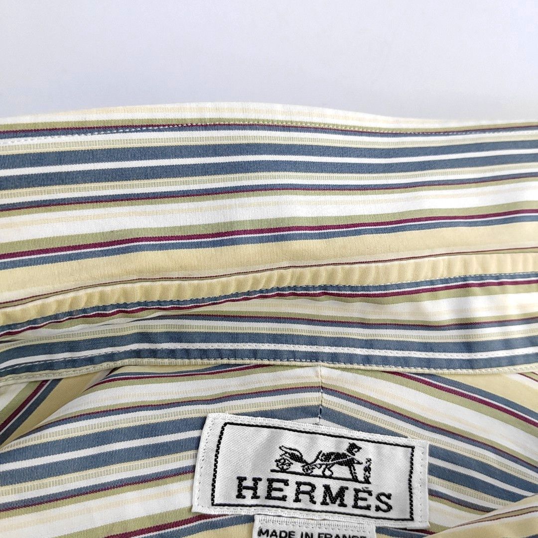 Hermes Hermès Multi Striped Long Sleeve Button Up Shirt XL Size US XL / EU 56 / 4 - 7 Thumbnail