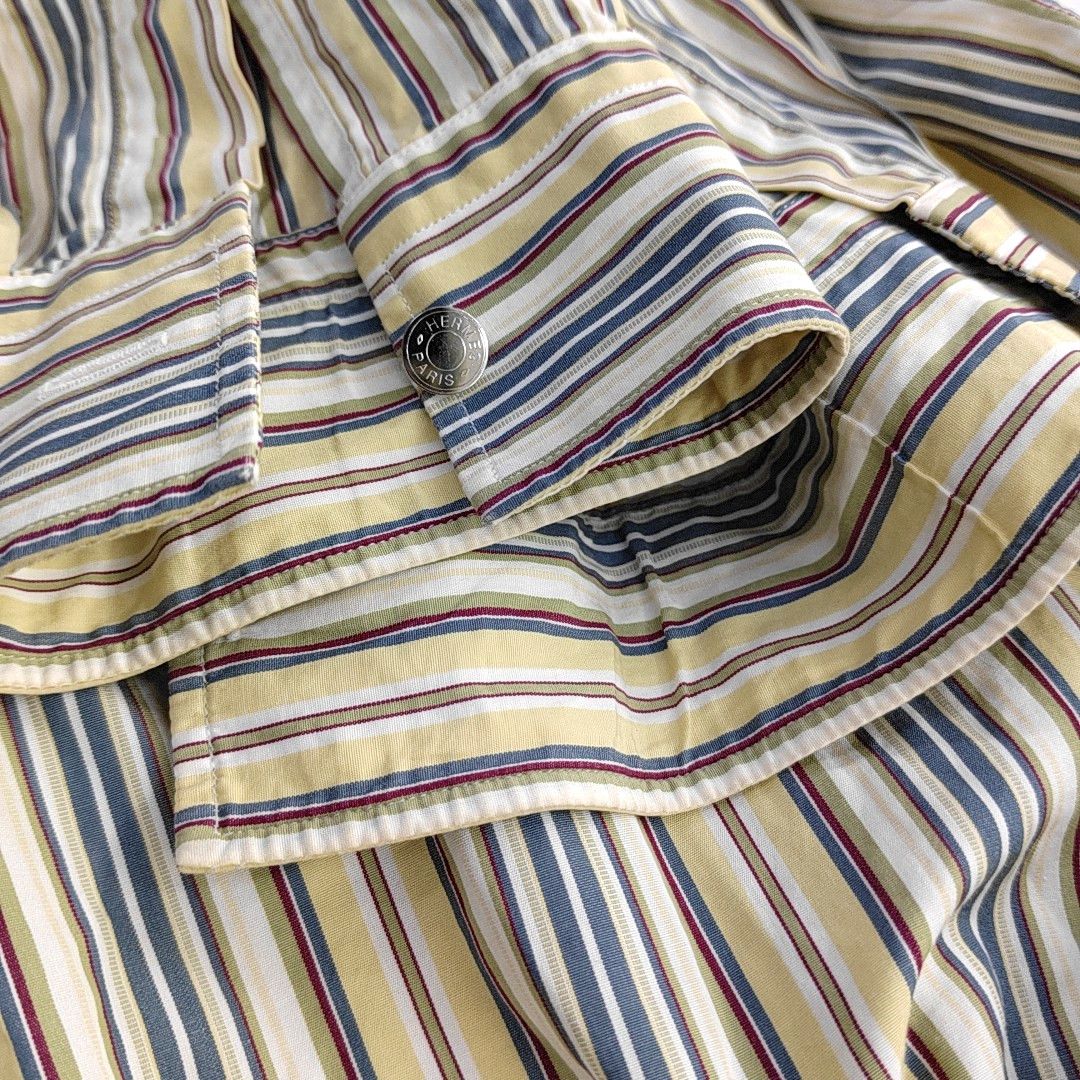 Hermes Hermès Multi Striped Long Sleeve Button Up Shirt XL Size US XL / EU 56 / 4 - 9 Thumbnail