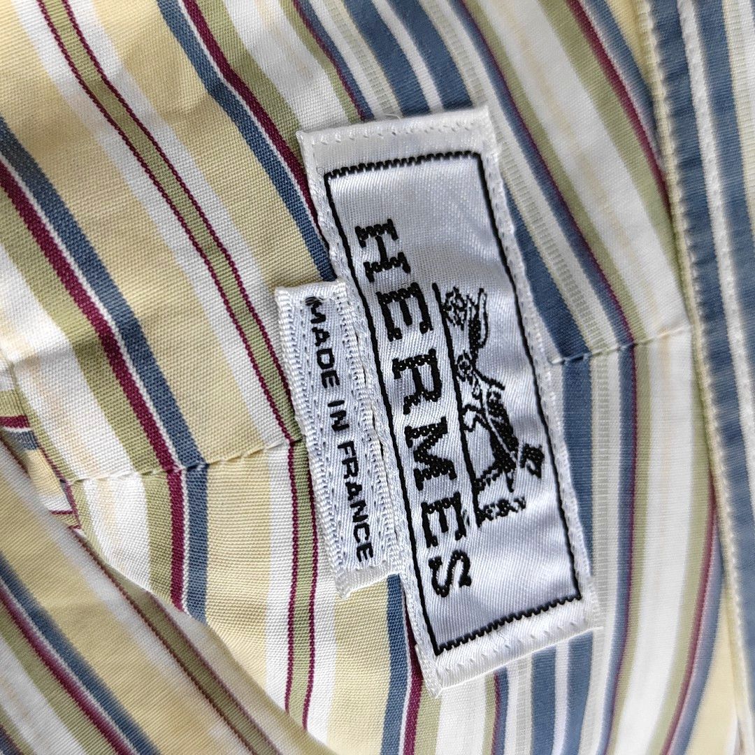 Hermes Hermès Multi Striped Long Sleeve Button Up Shirt XL Size US XL / EU 56 / 4 - 6 Thumbnail
