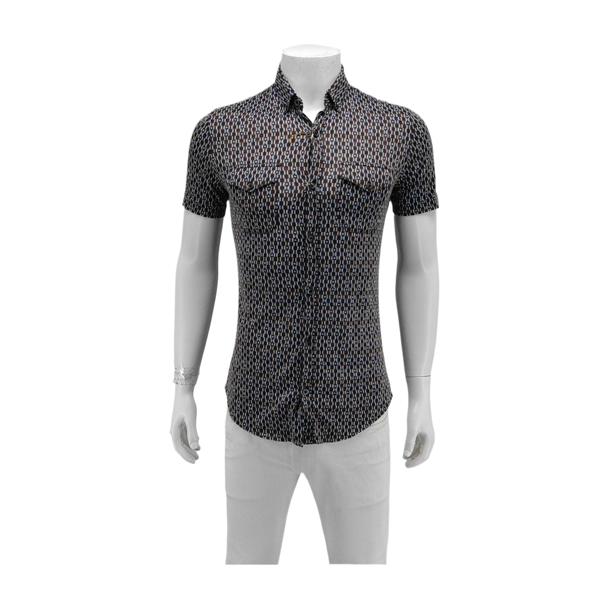 Gucci Gucci Geometric Silk Blend Short Sleeve Shirt 40 Size US XXS / EU 40 - 2 Thumbnail