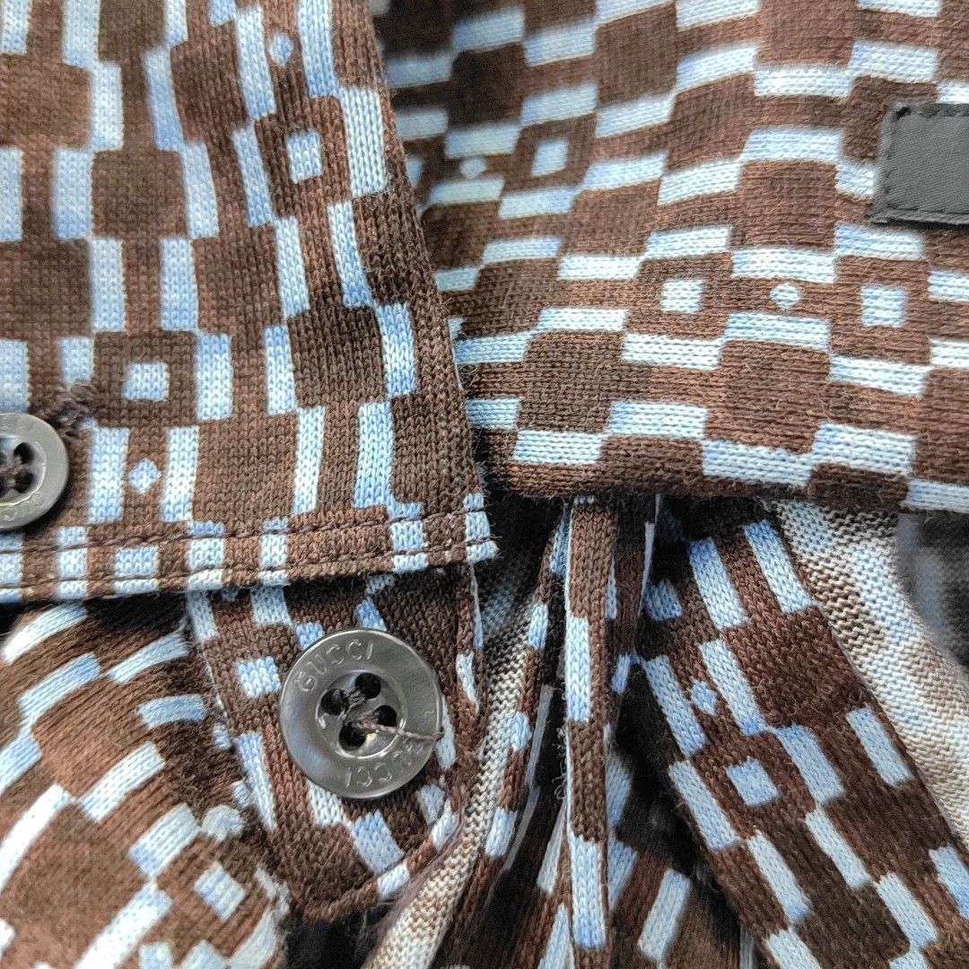 Gucci Gucci Geometric Silk Blend Short Sleeve Shirt 40 Size US XXS / EU 40 - 7 Thumbnail