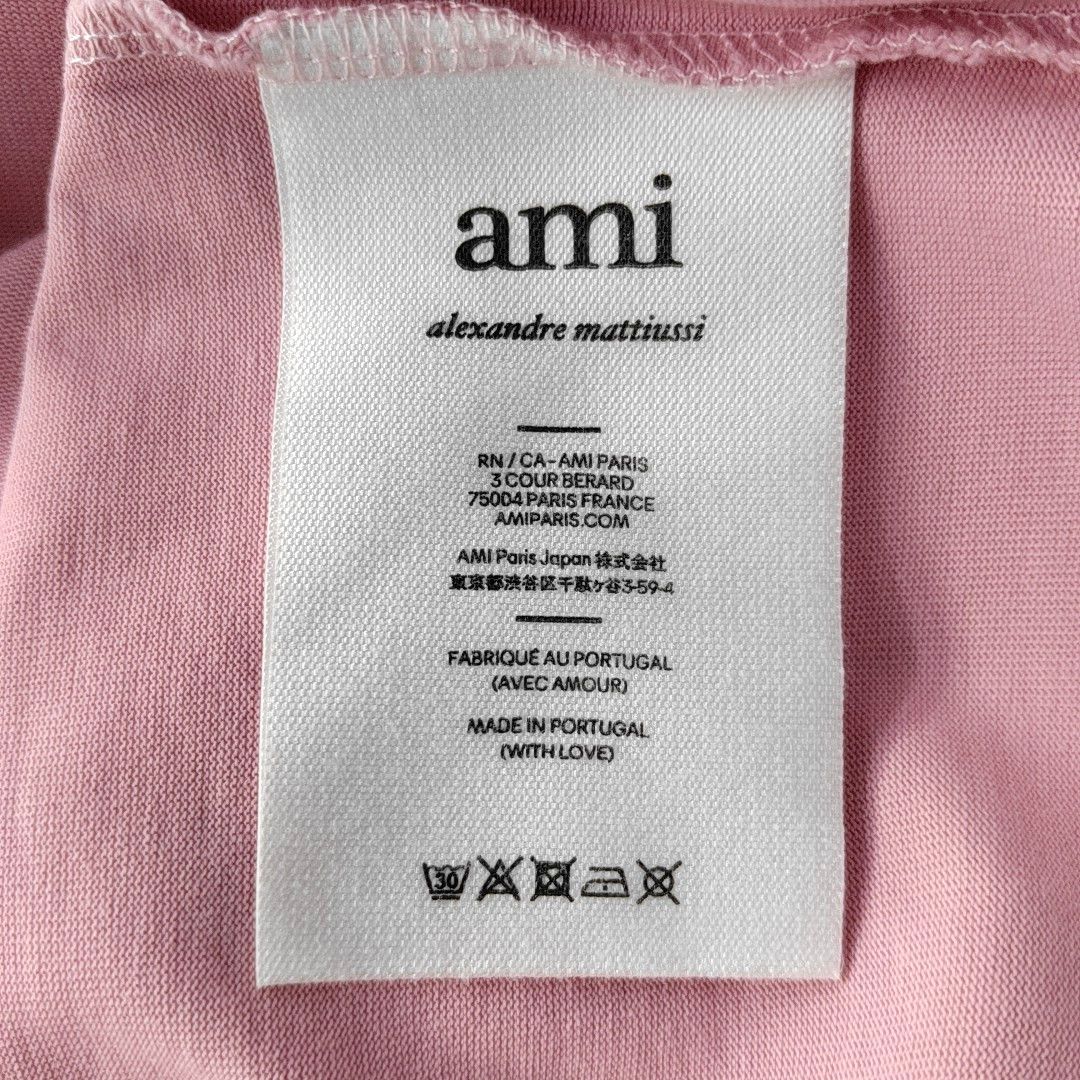 AMI AMI Pink Organic Cotton Logo T-Shirt XS Size US XS / EU 42 / 0 - 5 Thumbnail