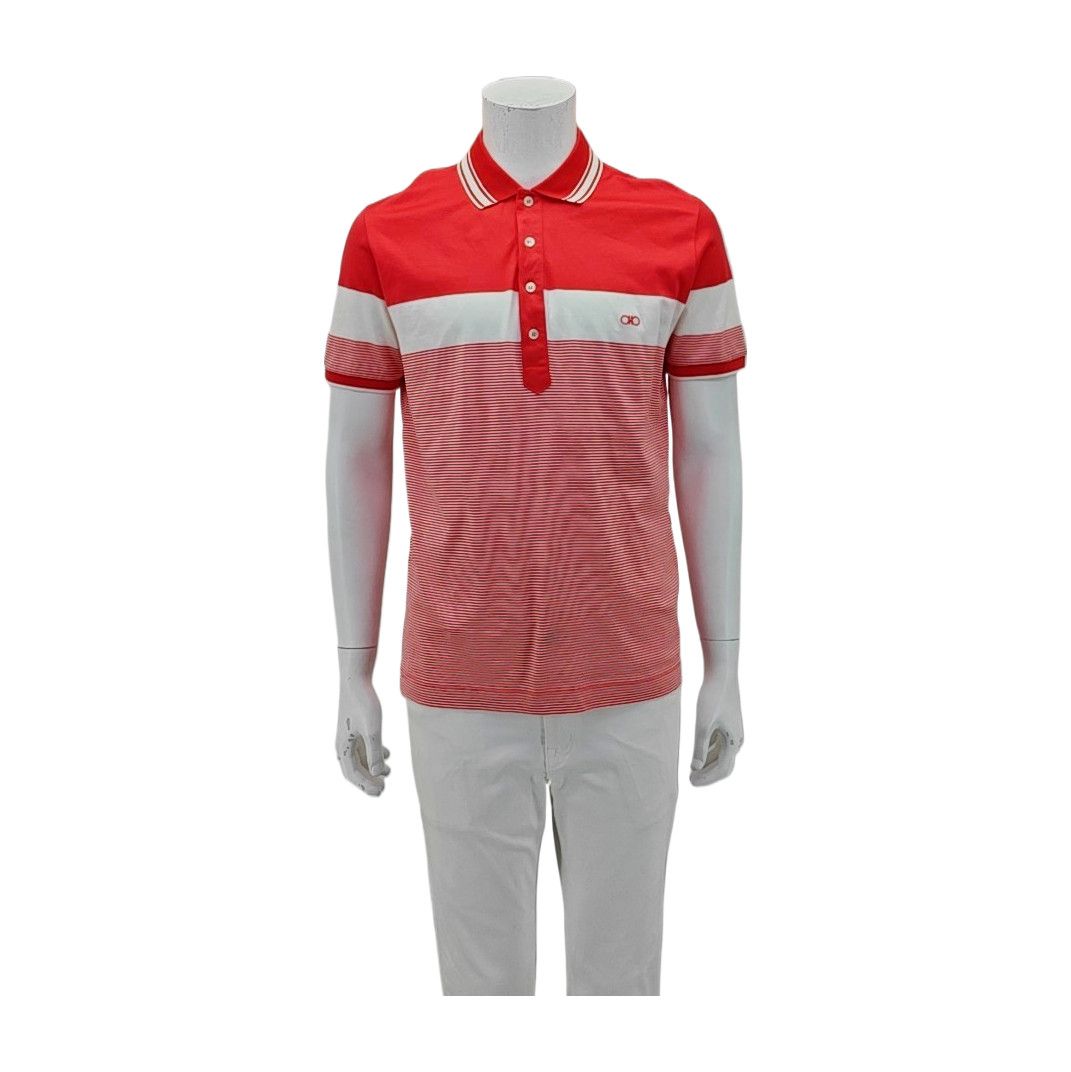 Salvatore Ferragamo Ferragamo Striped Cotton Polo Size M Size US M / EU 48-50 / 2 - 2 Thumbnail
