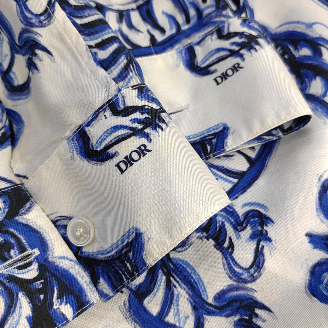 Dior Dior Homme Tiger Print Silk Shirt Size 42 Size US XS / EU 42 / 0 - 7 Thumbnail