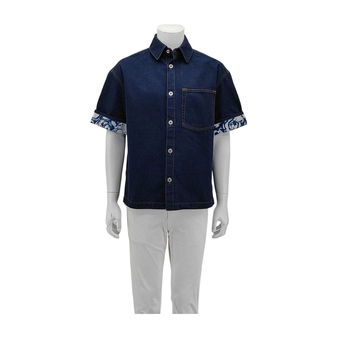Burberry Burberry Patterned Sleeve Denim Shirt XS Size US XS / EU 42 / 0 - 2 Thumbnail