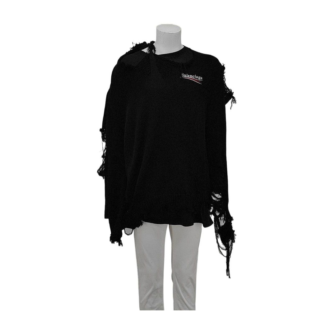 Balenciaga Balenciaga Distressed Campaign Logo Hoodie Size S Size US S / EU 44-46 / 1 - 2 Thumbnail