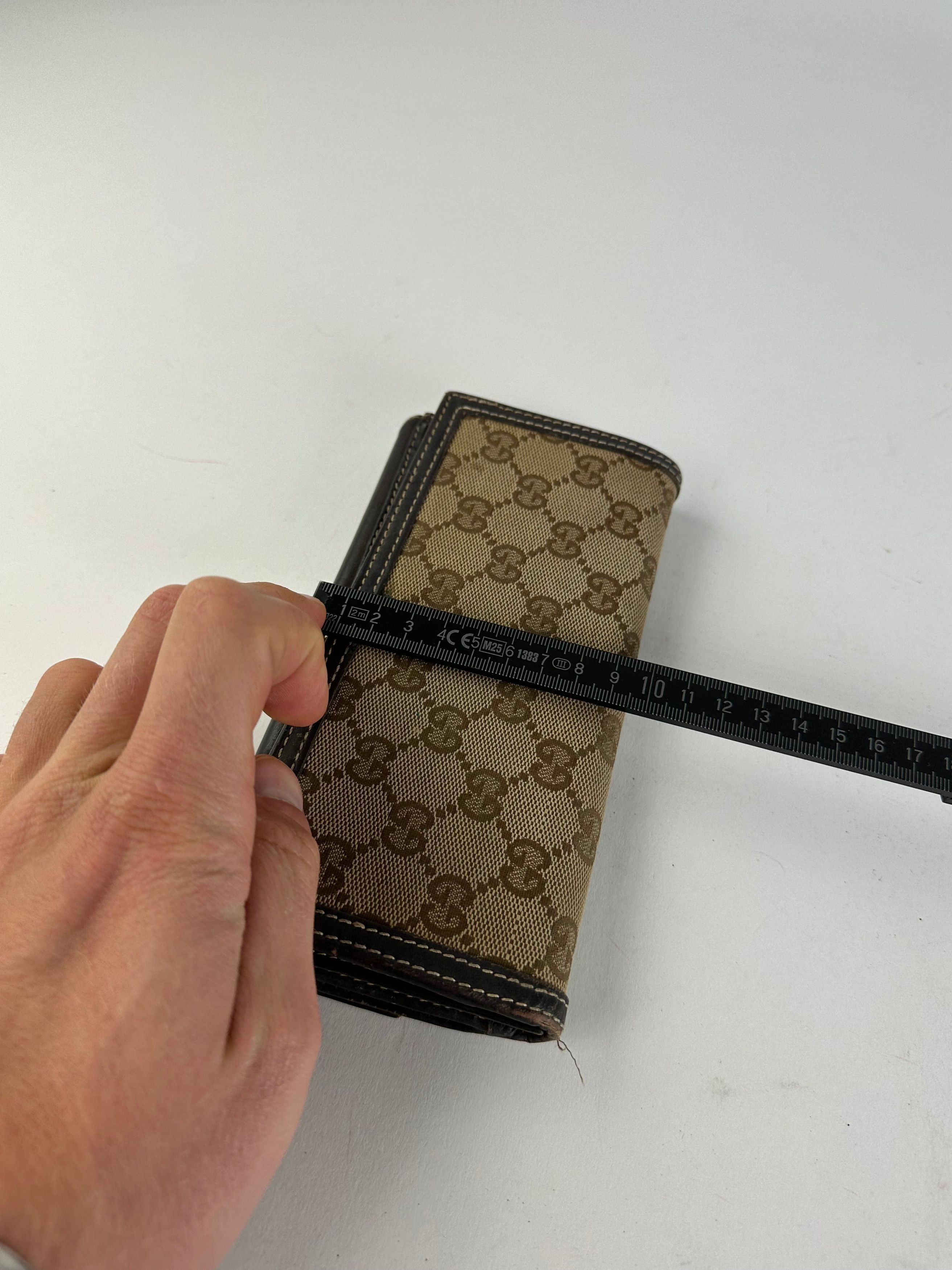 Gucci Vintage GG Monogram Canvas Leather Long Wallet Beige Brown Size ONE SIZE - 10 Thumbnail