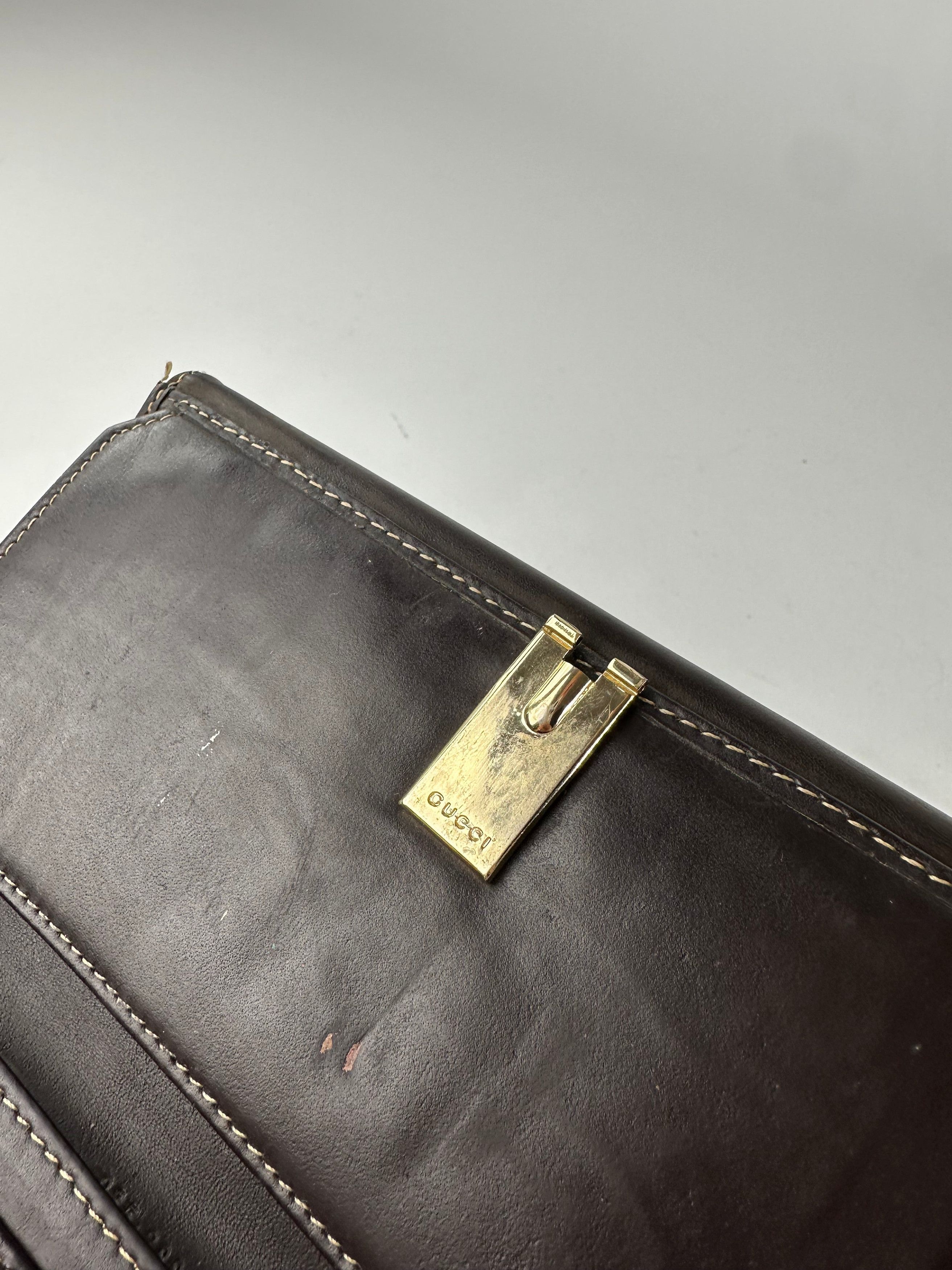 Gucci Vintage GG Monogram Canvas Leather Long Wallet Beige Brown Size ONE SIZE - 4 Thumbnail
