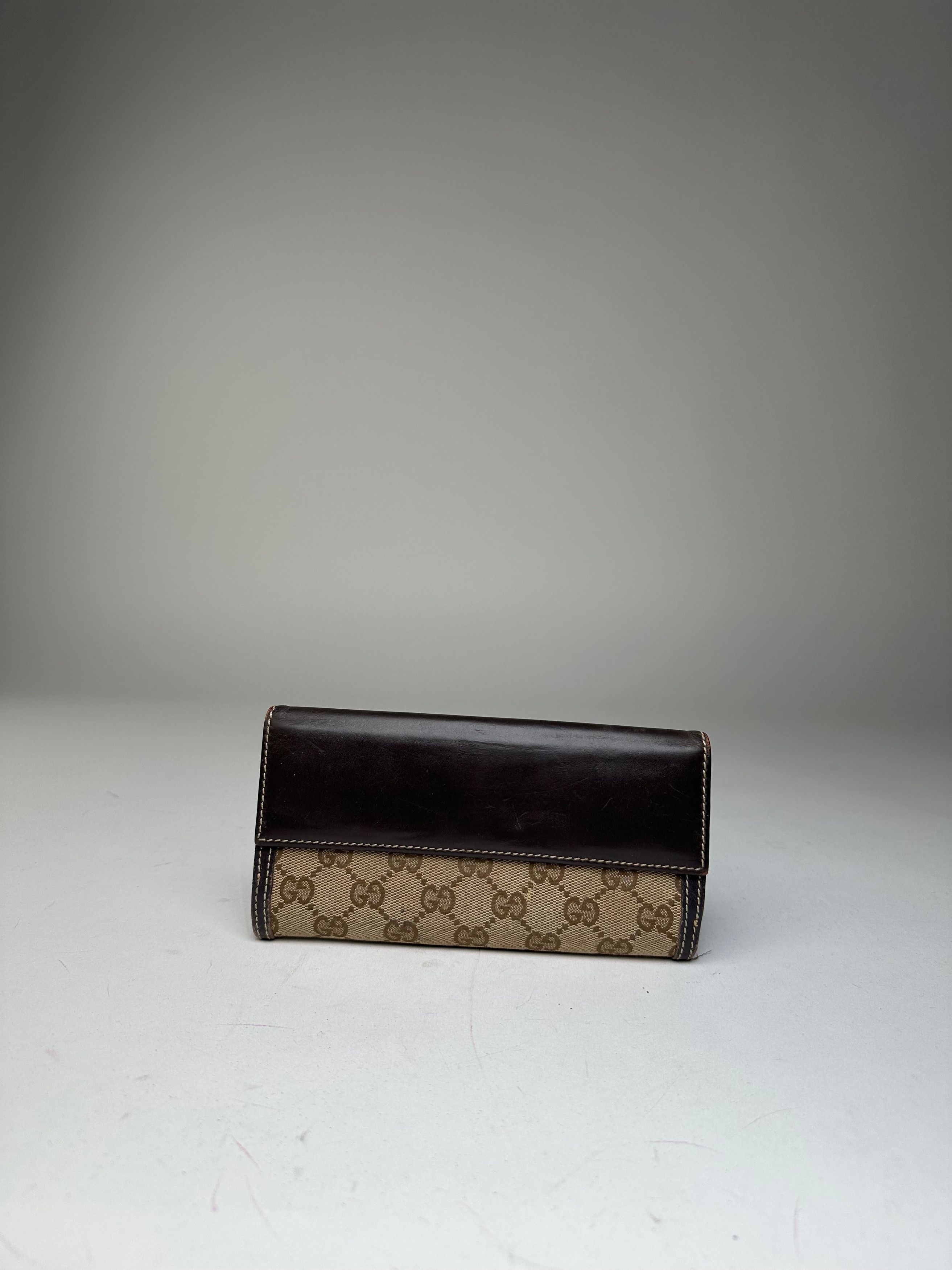 Gucci Vintage GG Monogram Canvas Leather Long Wallet Beige Brown Size ONE SIZE - 12 Thumbnail