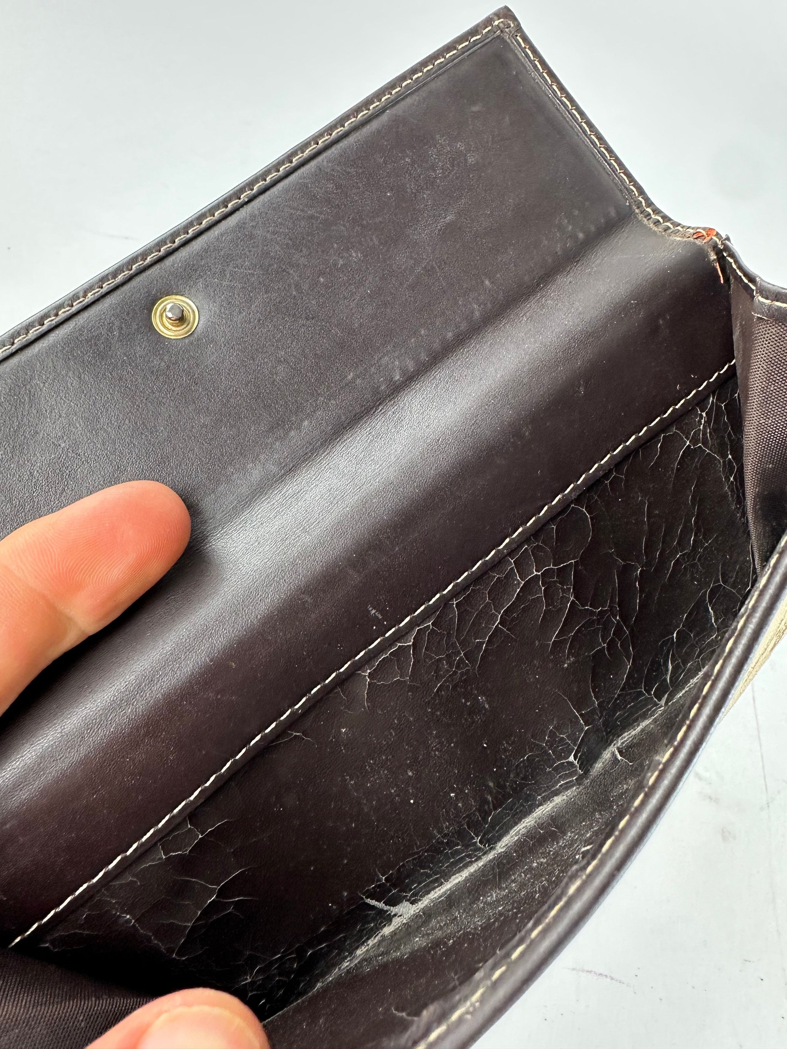 Gucci Vintage GG Monogram Canvas Leather Long Wallet Beige Brown Size ONE SIZE - 8 Thumbnail