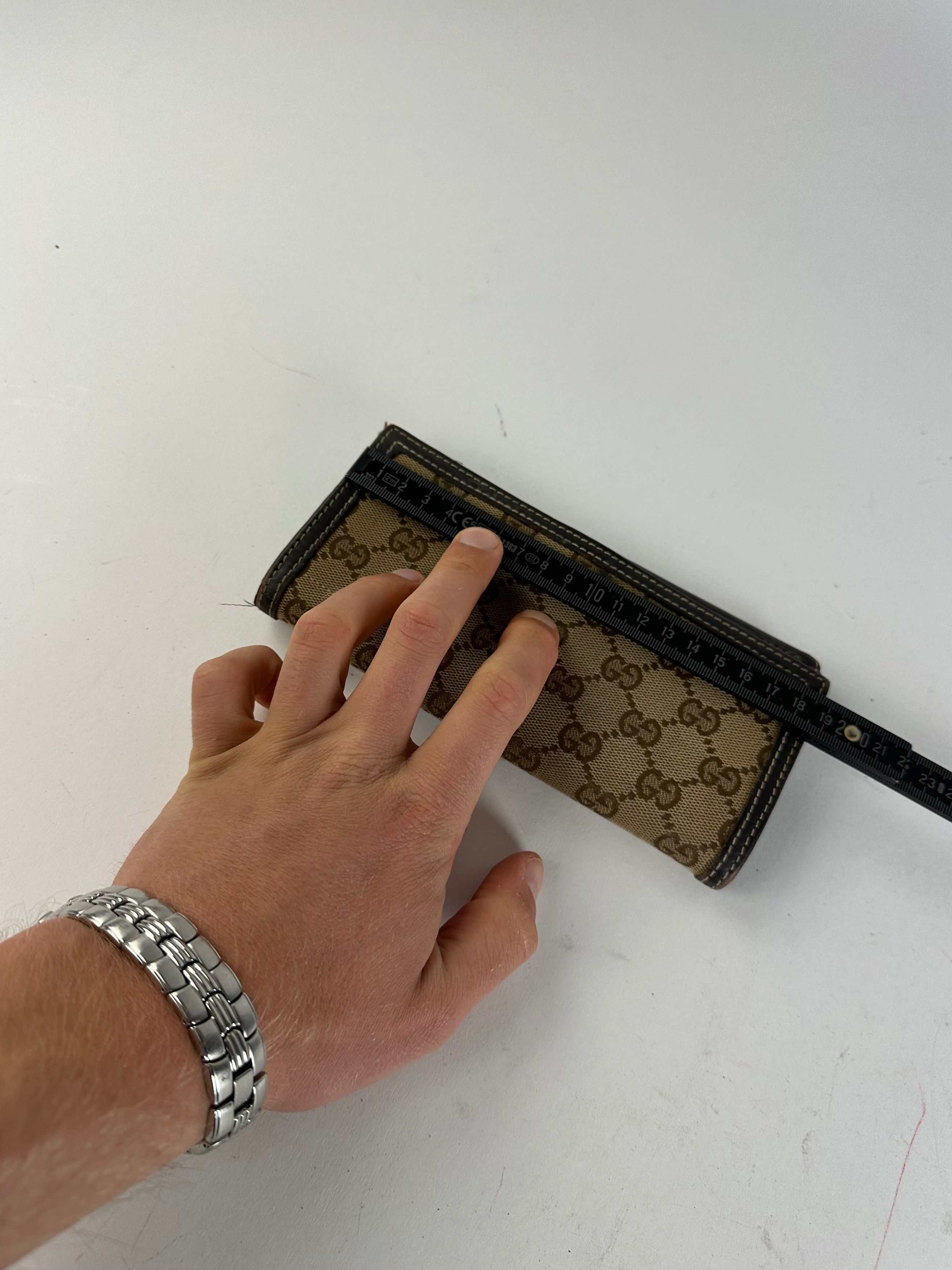 Gucci Vintage GG Monogram Canvas Leather Long Wallet Beige Brown Size ONE SIZE - 9 Thumbnail