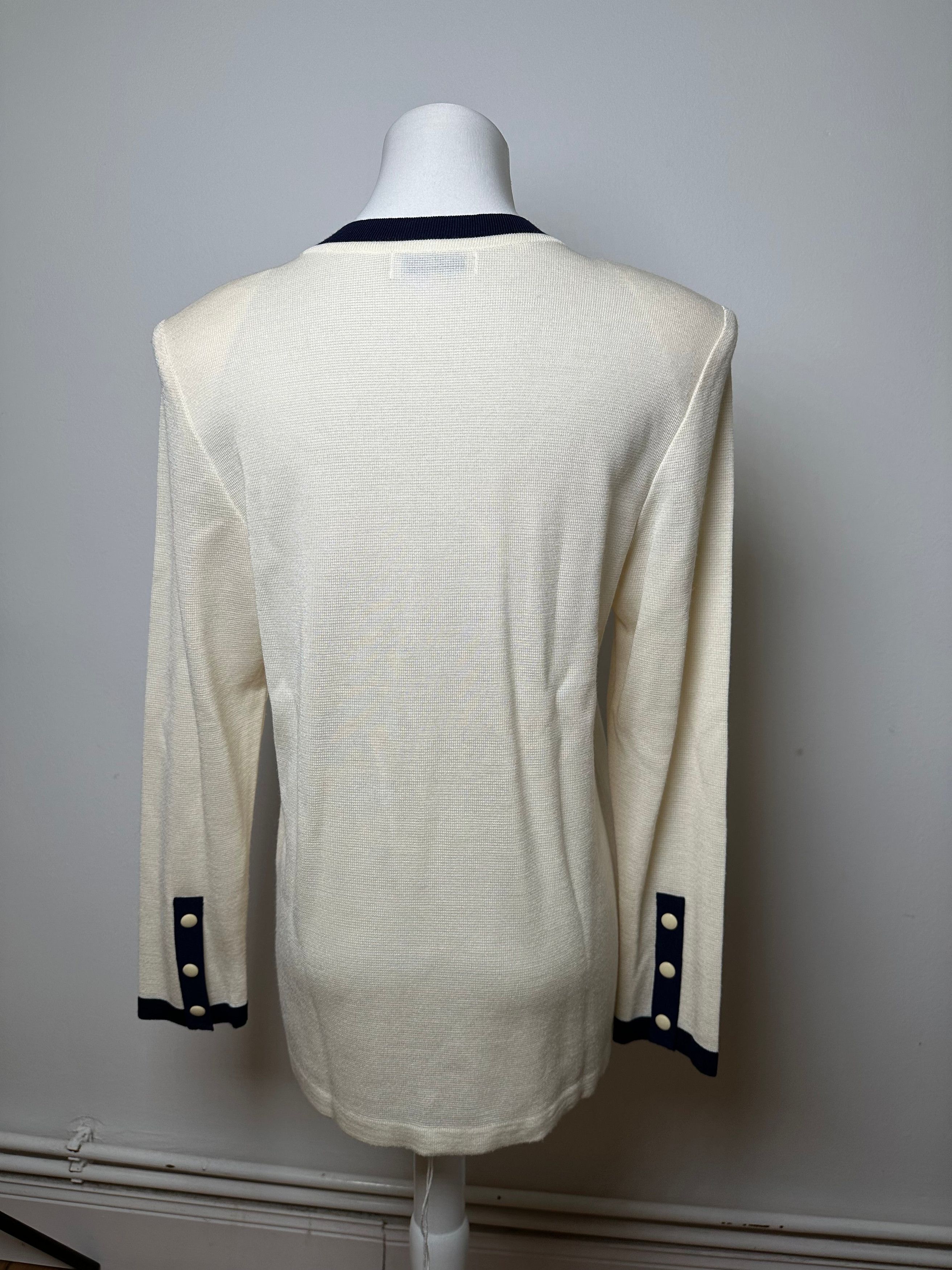 Yves Saint Laurent Vintage Wool Sweater Cream Navy M Size M / US 6-8 / IT 42-44 - 13 Thumbnail
