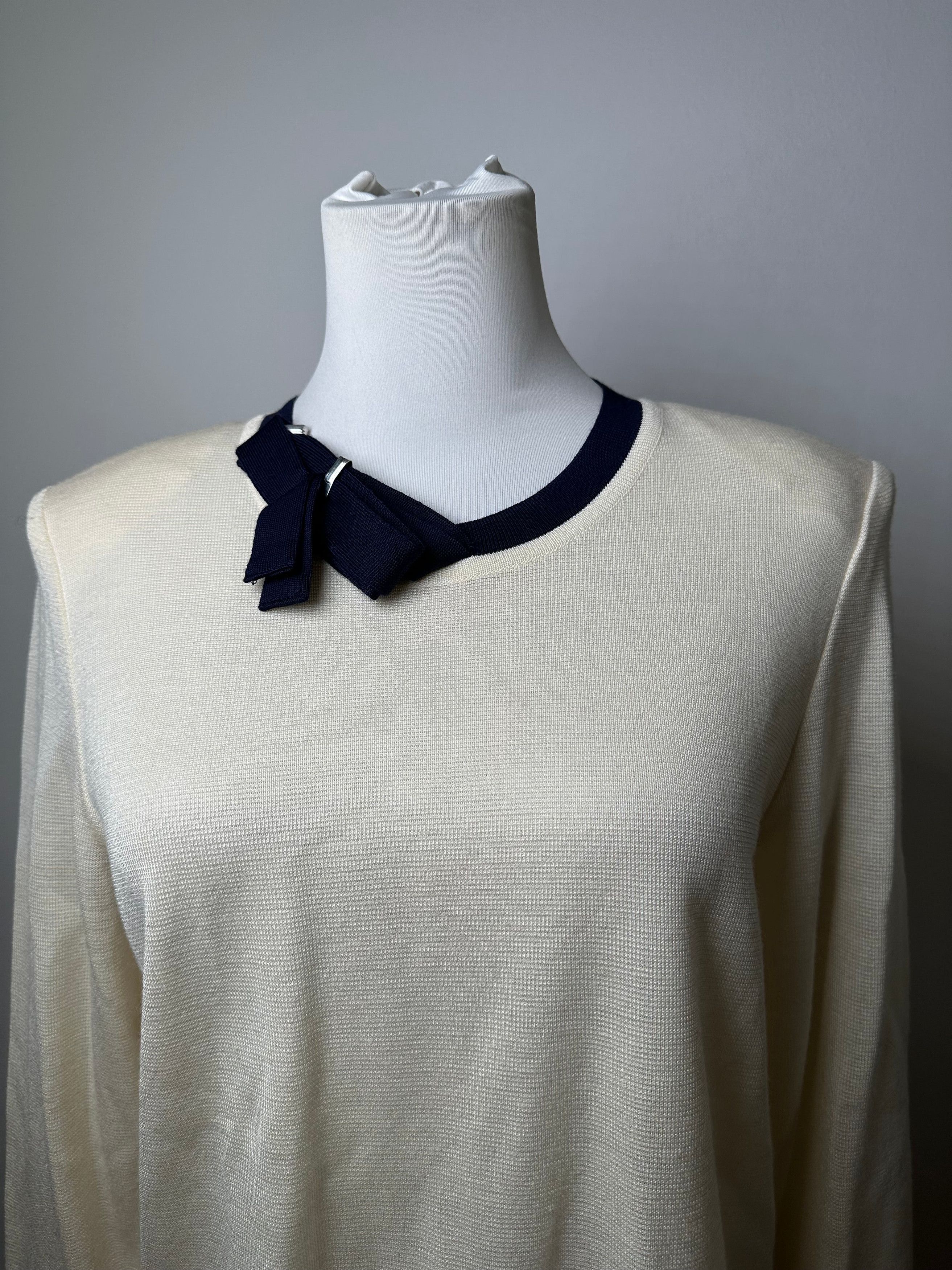 Yves Saint Laurent Vintage Wool Sweater Cream Navy M Size M / US 6-8 / IT 42-44 - 12 Thumbnail