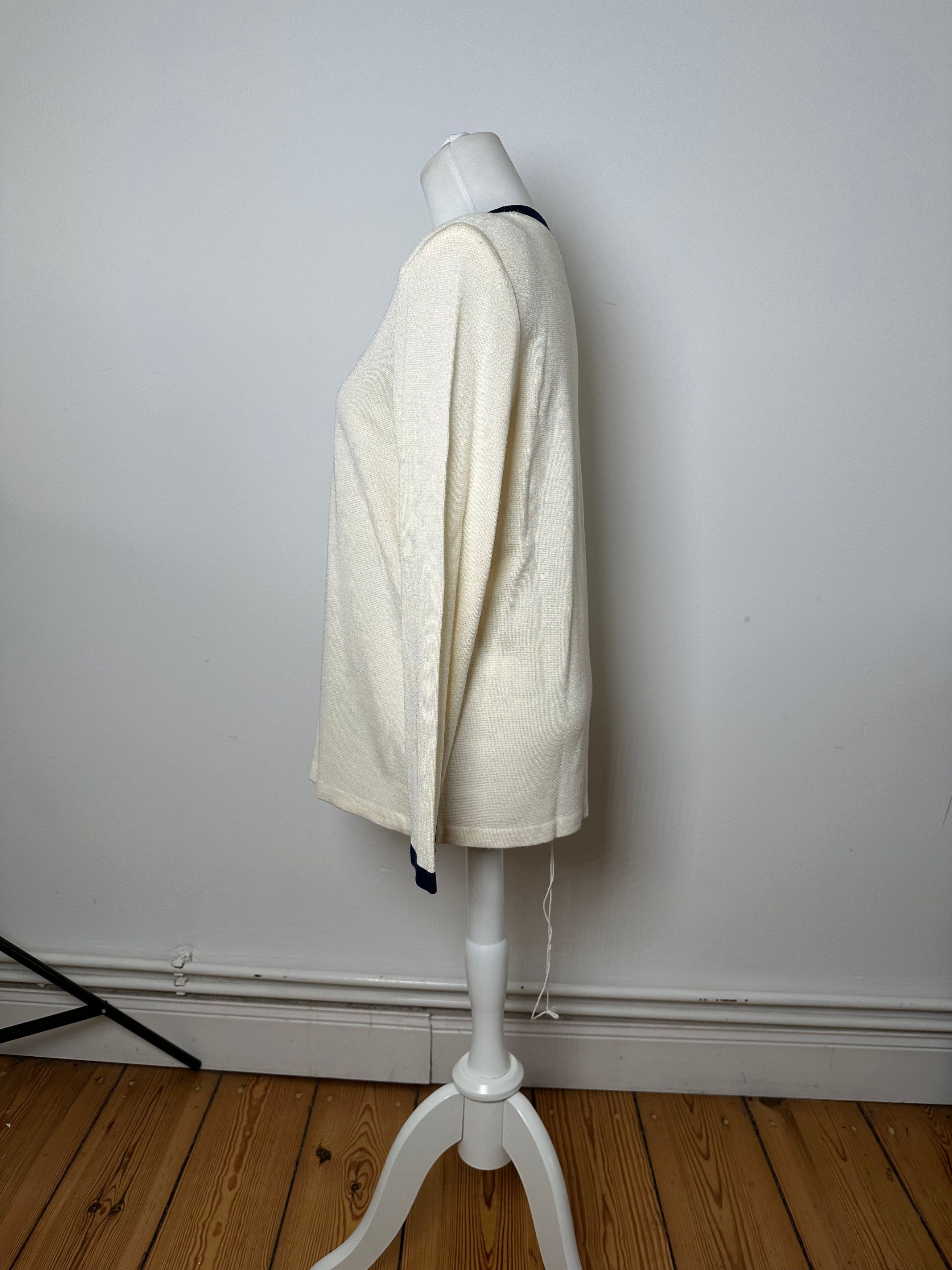 Yves Saint Laurent Vintage Wool Sweater Cream Navy M Size M / US 6-8 / IT 42-44 - 3 Thumbnail