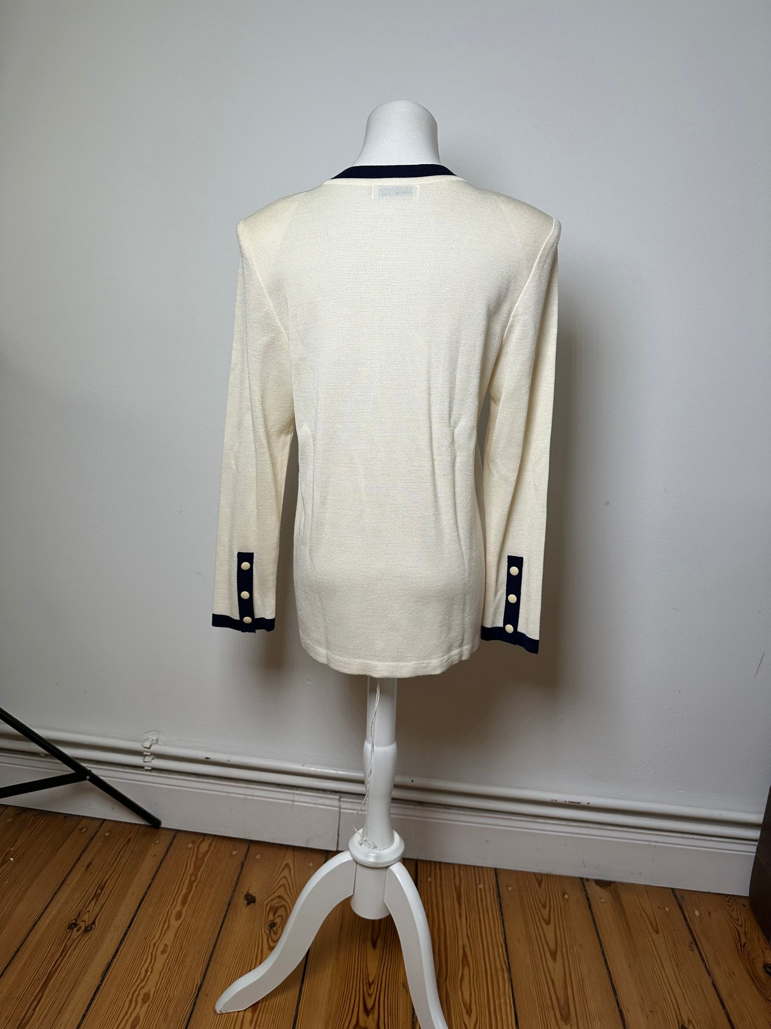 Yves Saint Laurent Vintage Wool Sweater Cream Navy M Size M / US 6-8 / IT 42-44 - 4 Thumbnail