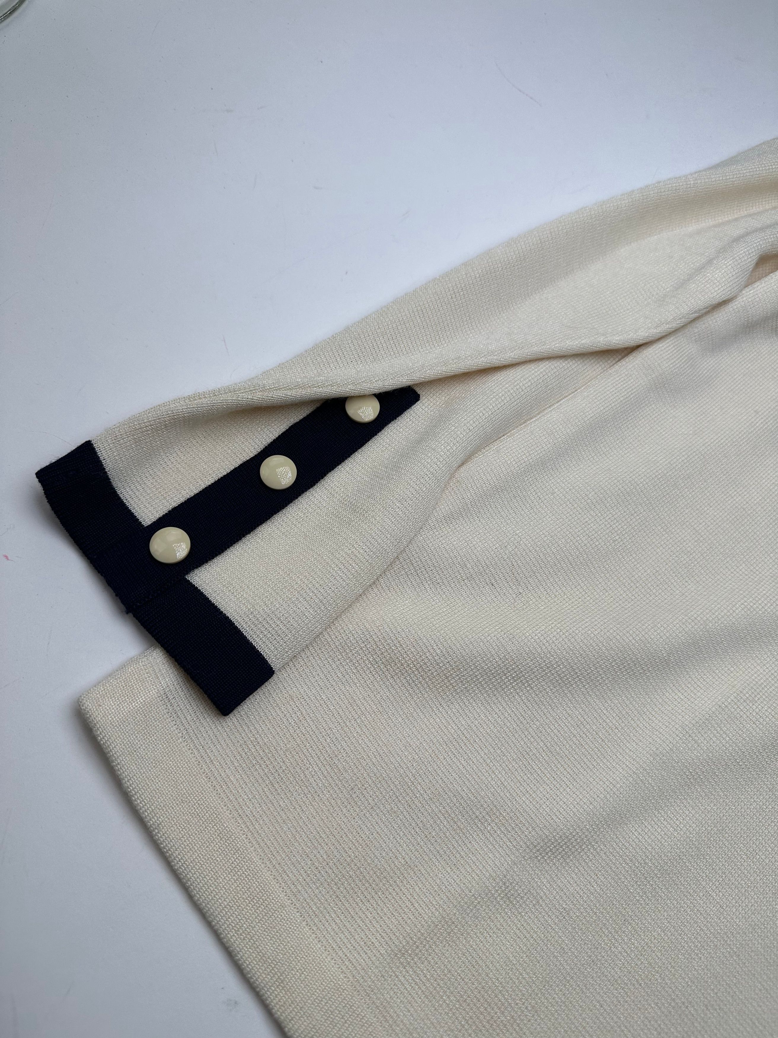Yves Saint Laurent Vintage Wool Sweater Cream Navy M Size M / US 6-8 / IT 42-44 - 6 Thumbnail