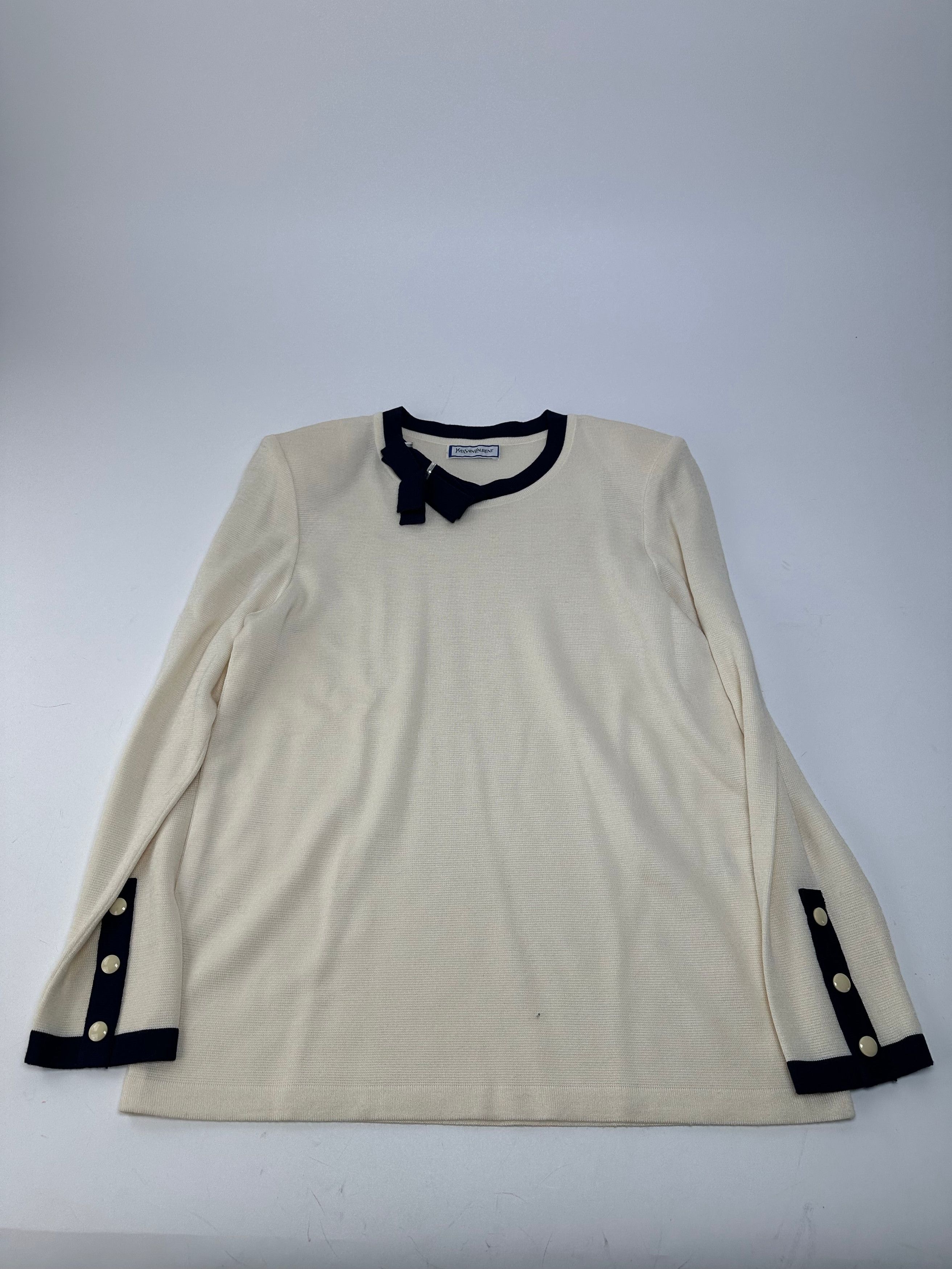 Yves Saint Laurent Vintage Wool Sweater Cream Navy M Size M / US 6-8 / IT 42-44 - 5 Thumbnail