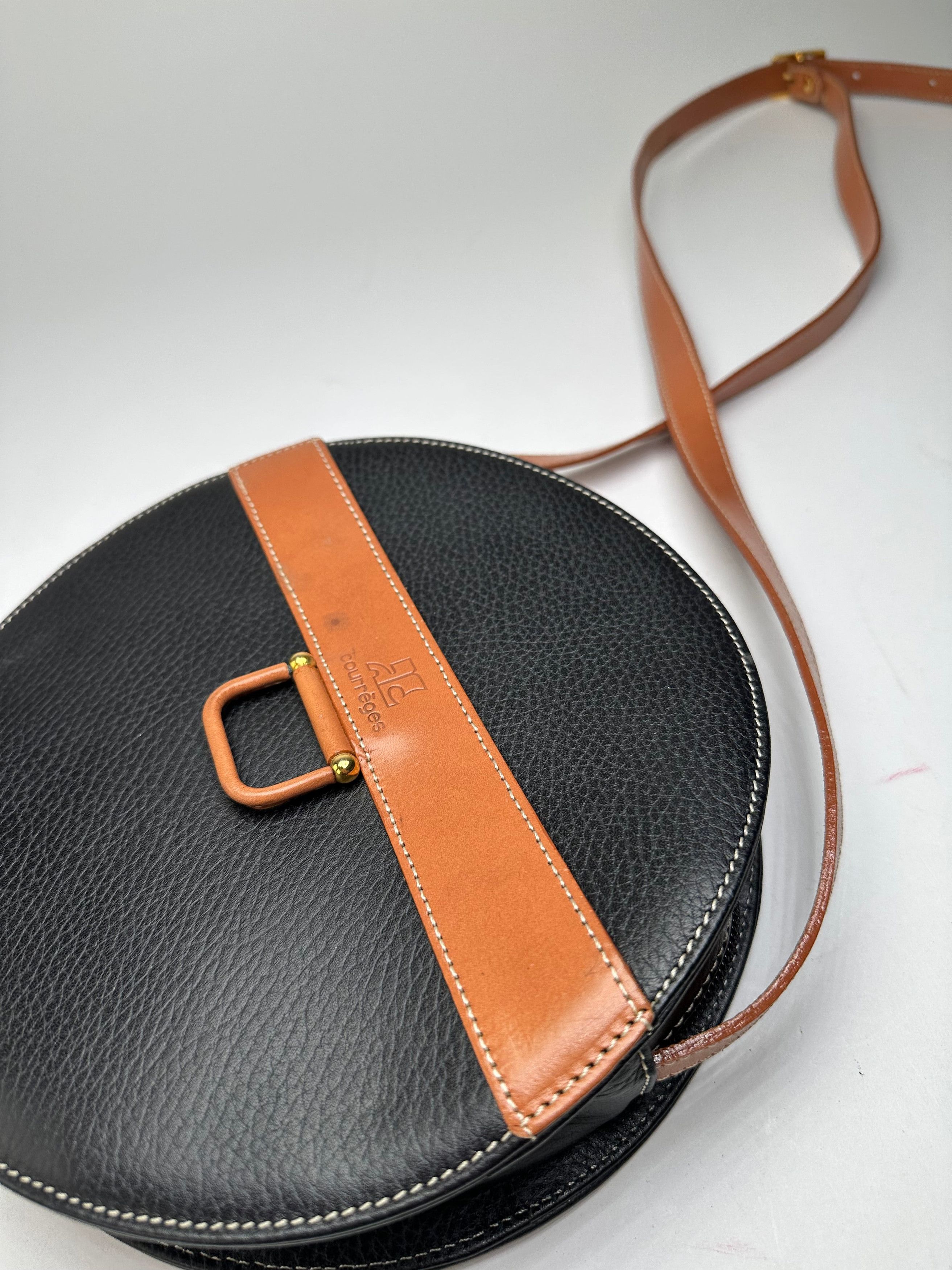 Courreges Vintage Courrèges Round Leather Crossbody Bag Black Brown Size ONE SIZE - 10 Thumbnail