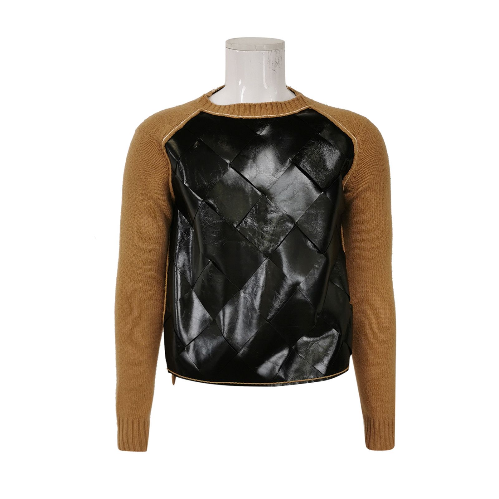 Bottega Veneta Bottega Veneta Woven Leather Panel Wool Sweater M Size US M / EU 48-50 / 2 - 2 Thumbnail