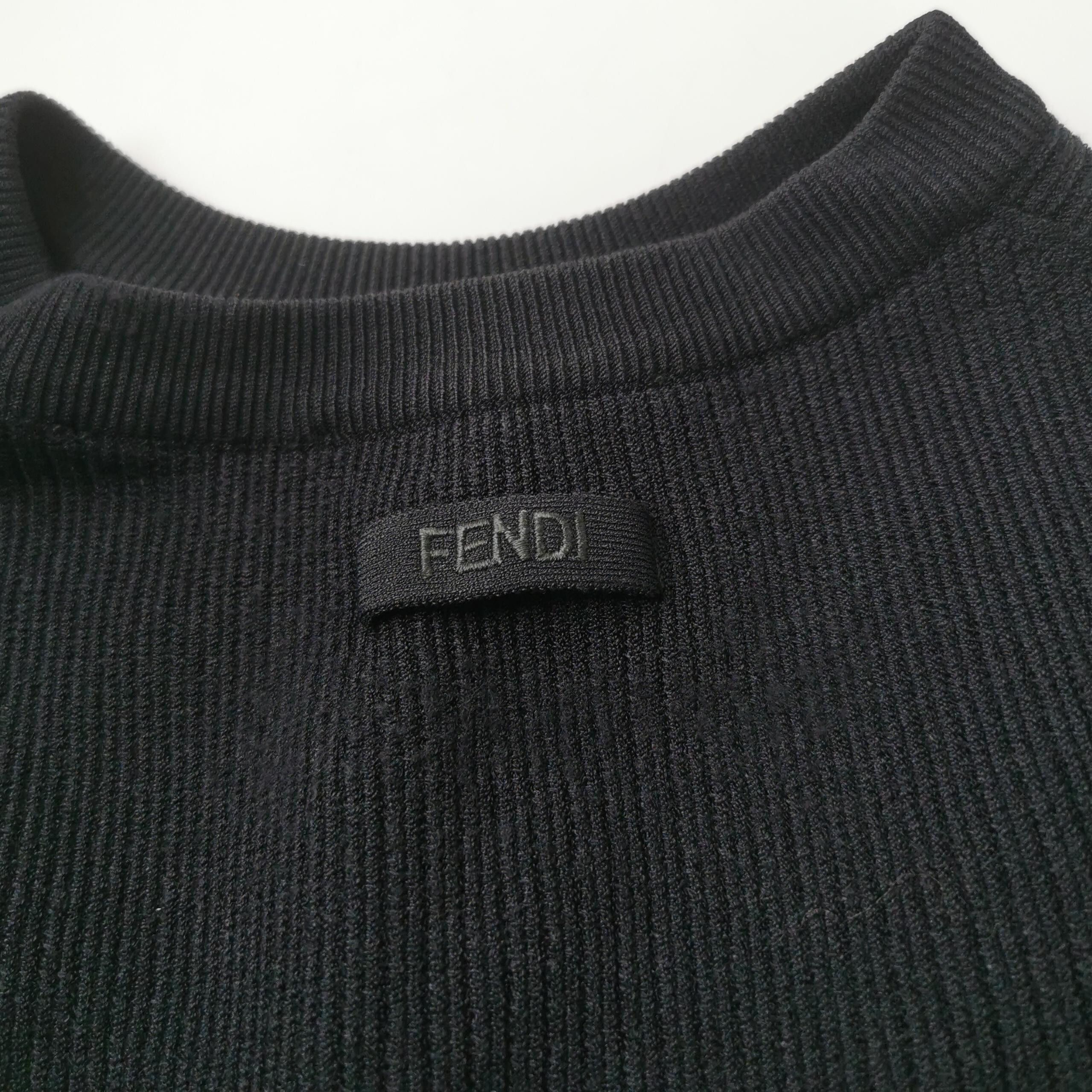 Fendi Fendi Ribbed Short Sleeve Knit Sweater Size 48 Size US M / EU 48-50 / 2 - 4 Thumbnail