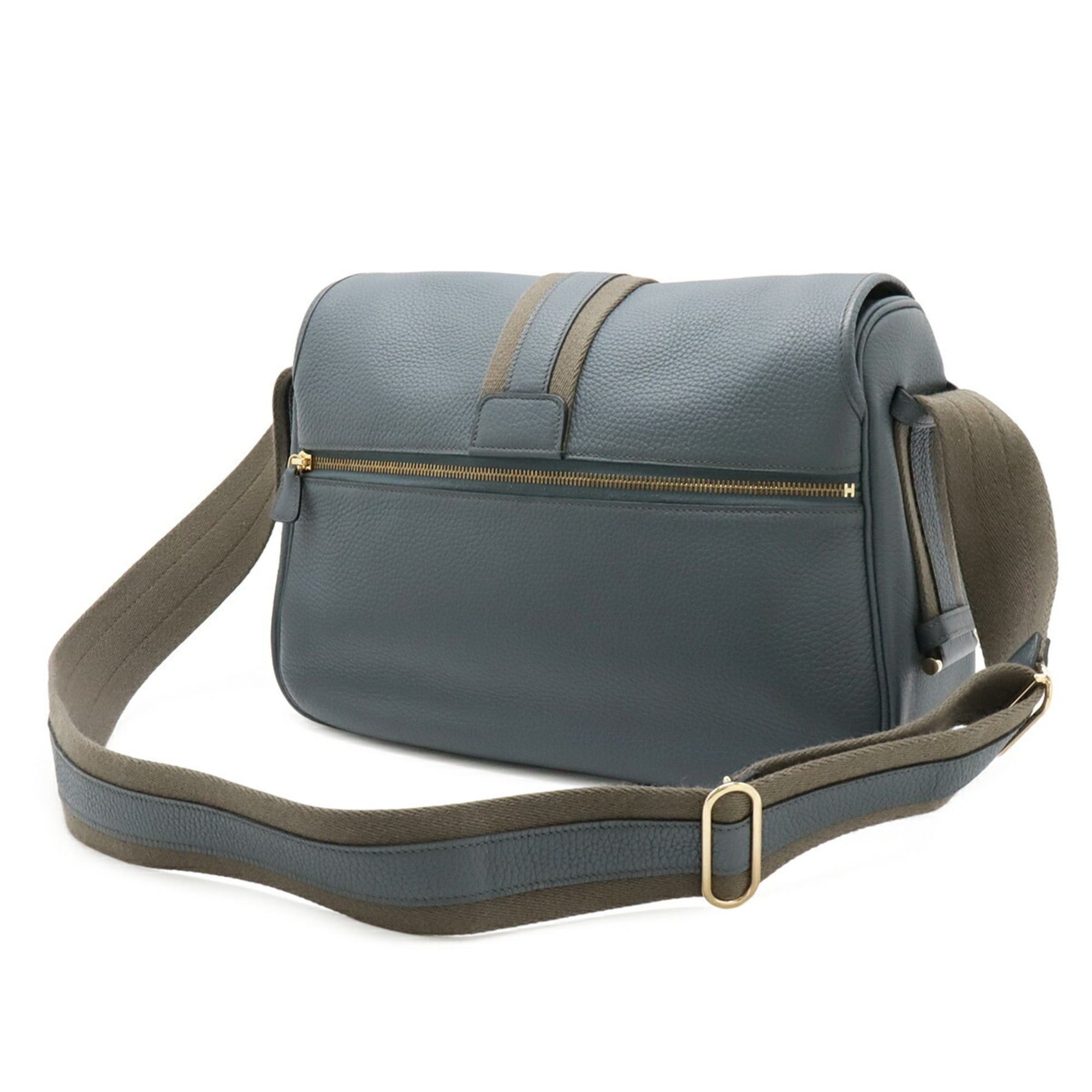 Hermes Hermes Bour Lang Shoulder Bag, Taurillon Clemence Leather, Blue Orage (Light Gray), □R Stamp Size ONE SIZE - 3 Thumbnail