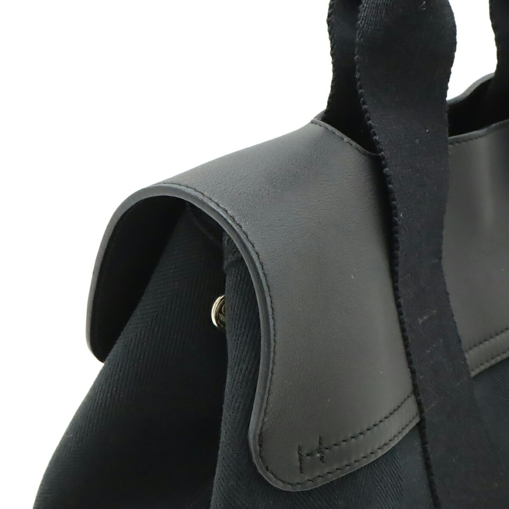 Hermes HERMES Valparaiso PM handbag/tote bag, Toile Chevron leather, black. Pouch missing. M stamp. Size ONE SIZE - 8 Thumbnail