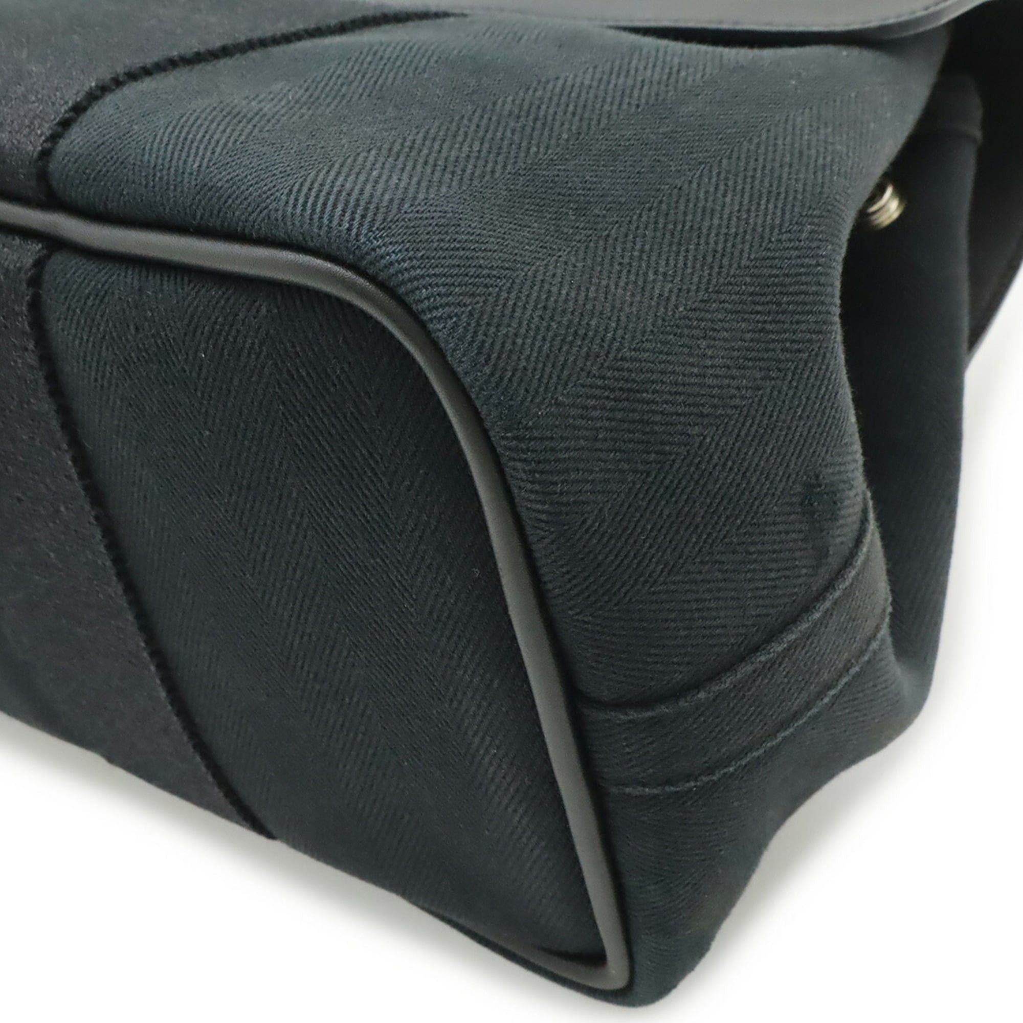 Hermes HERMES Valparaiso PM handbag/tote bag, Toile Chevron leather, black. Pouch missing. M stamp. Size ONE SIZE - 4 Thumbnail