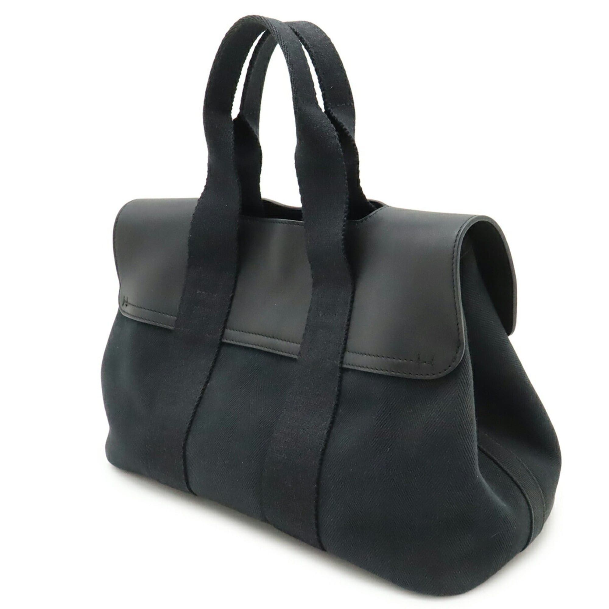 Hermes HERMES Valparaiso PM handbag/tote bag, Toile Chevron leather, black. Pouch missing. M stamp. Size ONE SIZE - 3 Thumbnail