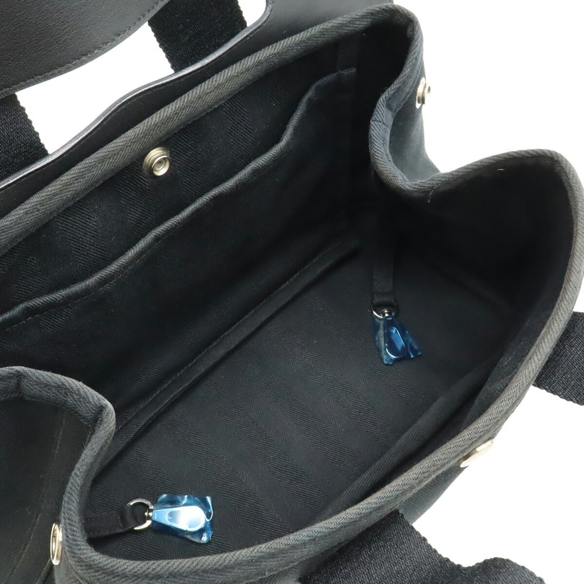 Hermes HERMES Valparaiso PM handbag/tote bag, Toile Chevron leather, black. Pouch missing. M stamp. Size ONE SIZE - 6 Thumbnail
